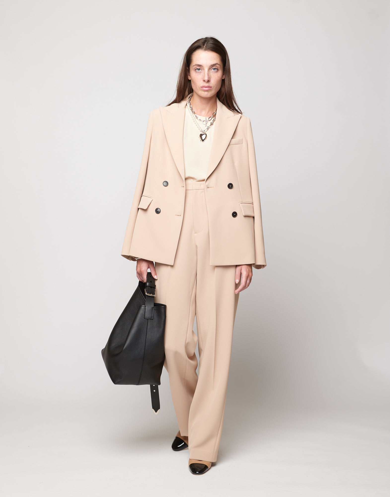 DOUUOD Giacca Doppio Petto in Crepe Sablè Comfort Cialda