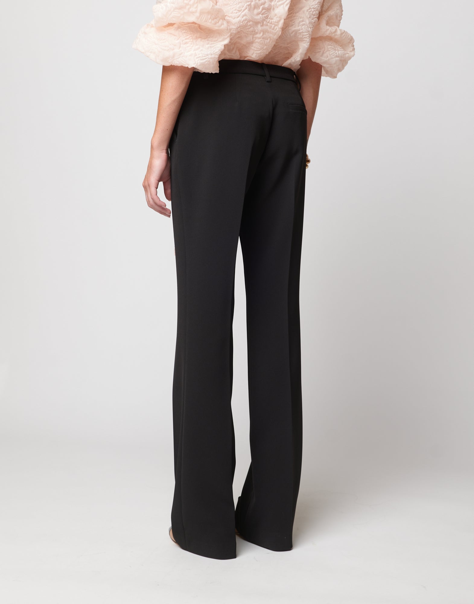 DOUUOD Pantaloni Flare in Crepe Sablè Comfort Neri