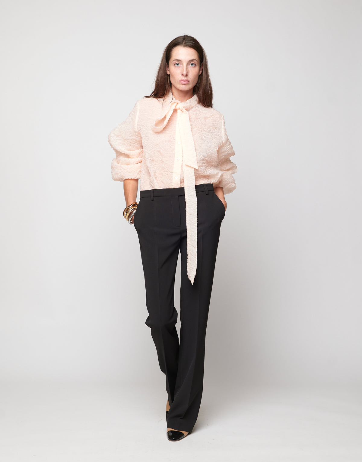 DOUUOD Pantaloni Flare in Crepe Sablè Comfort Neri