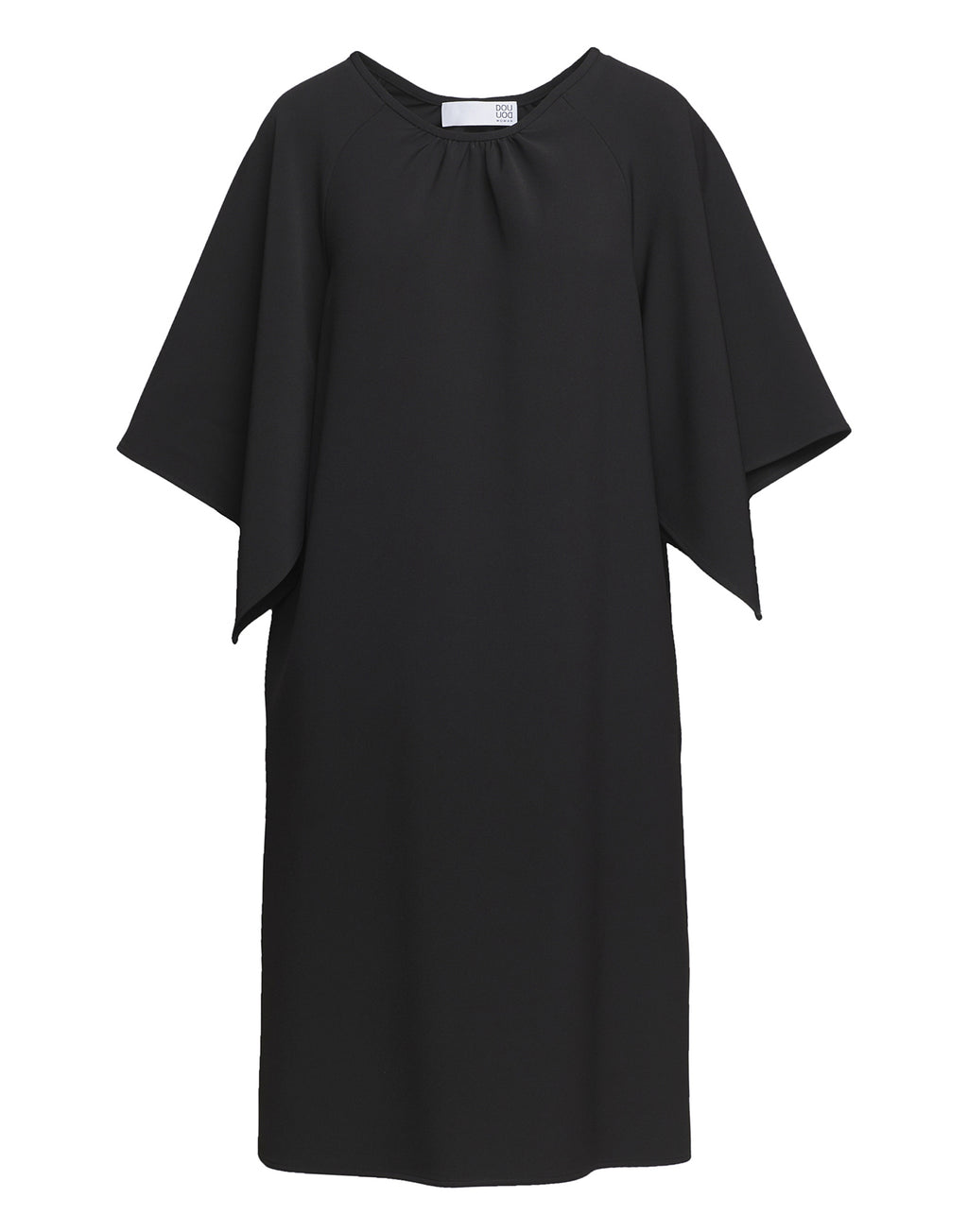 DOUUOD Abito Manica Farfalla in Crepe Sablé Comfort Nero