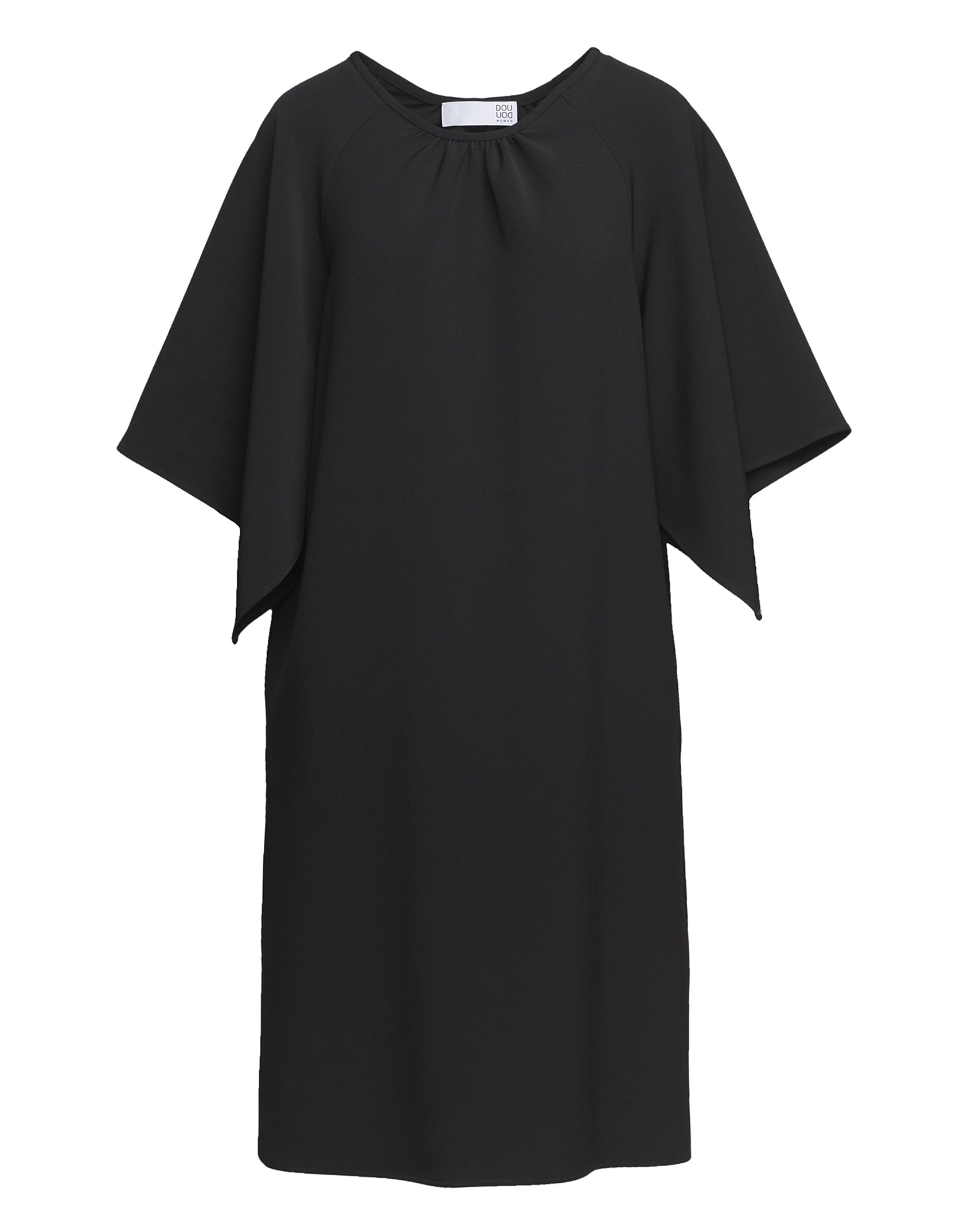 DOUUOD Abito Manica Farfalla in Crepe Sablé Comfort Nero