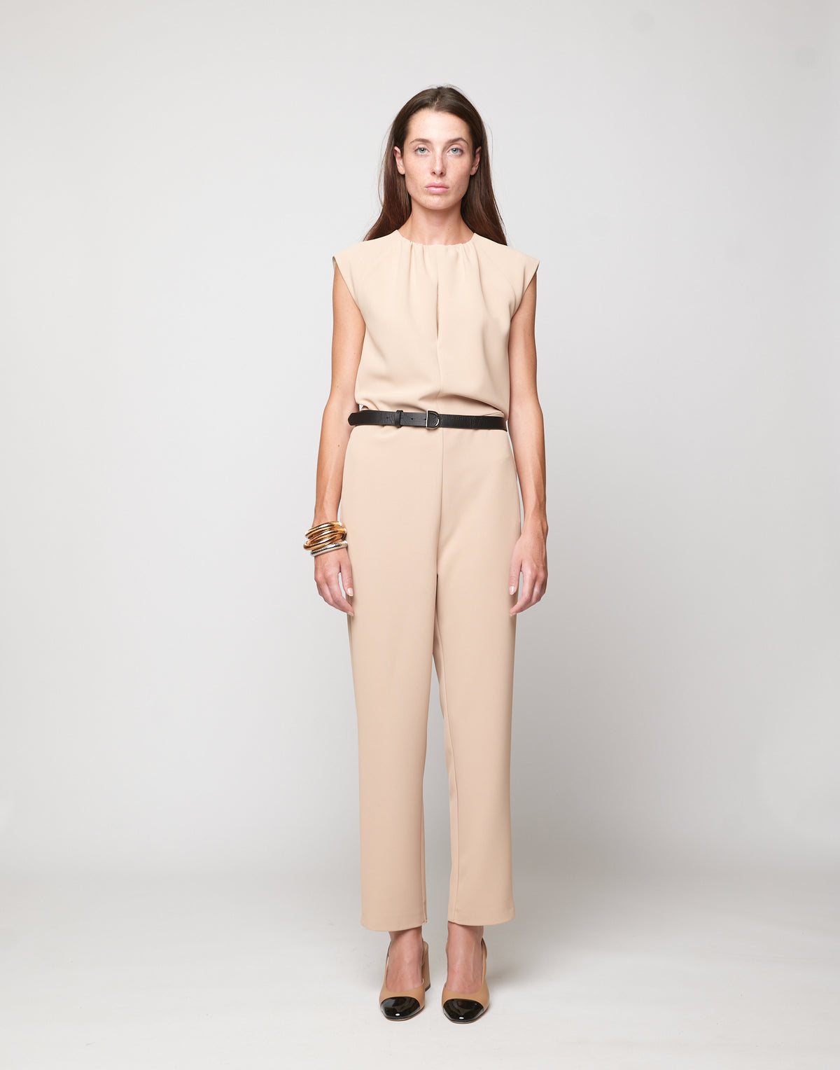 DOUUOD Tuta Smanicata in Crepe Sablé Comfort Cialda