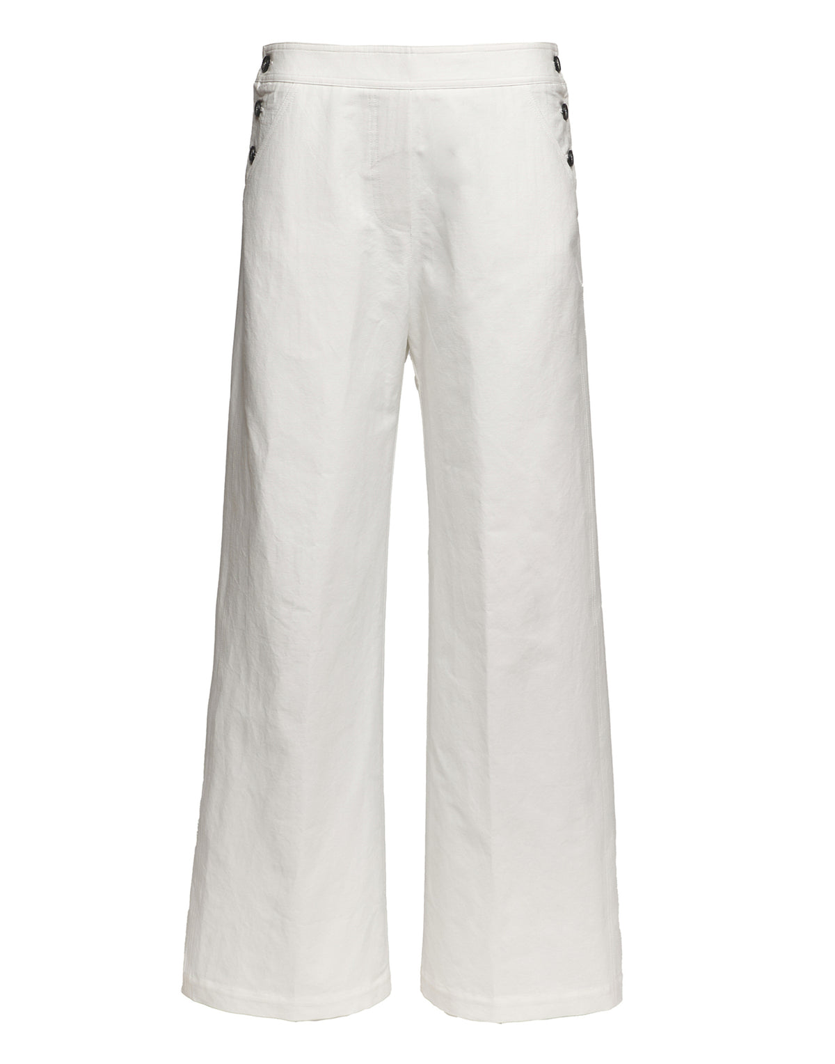 DOUUOD Pantaloni Allacciatura Marinara in Cotone Froissé Latte