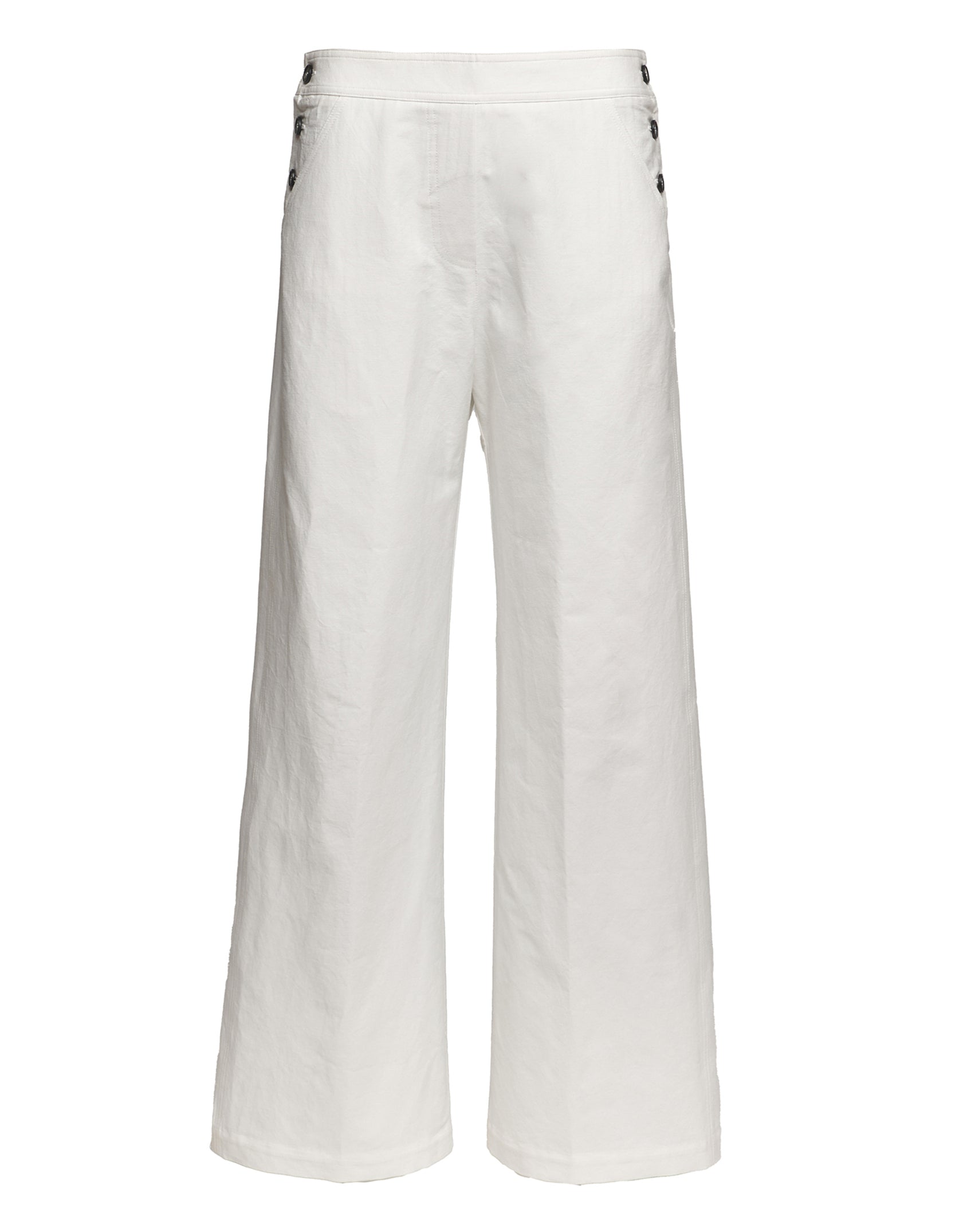 DOUUOD Pantaloni Allacciatura Marinara in Cotone Froissé Latte