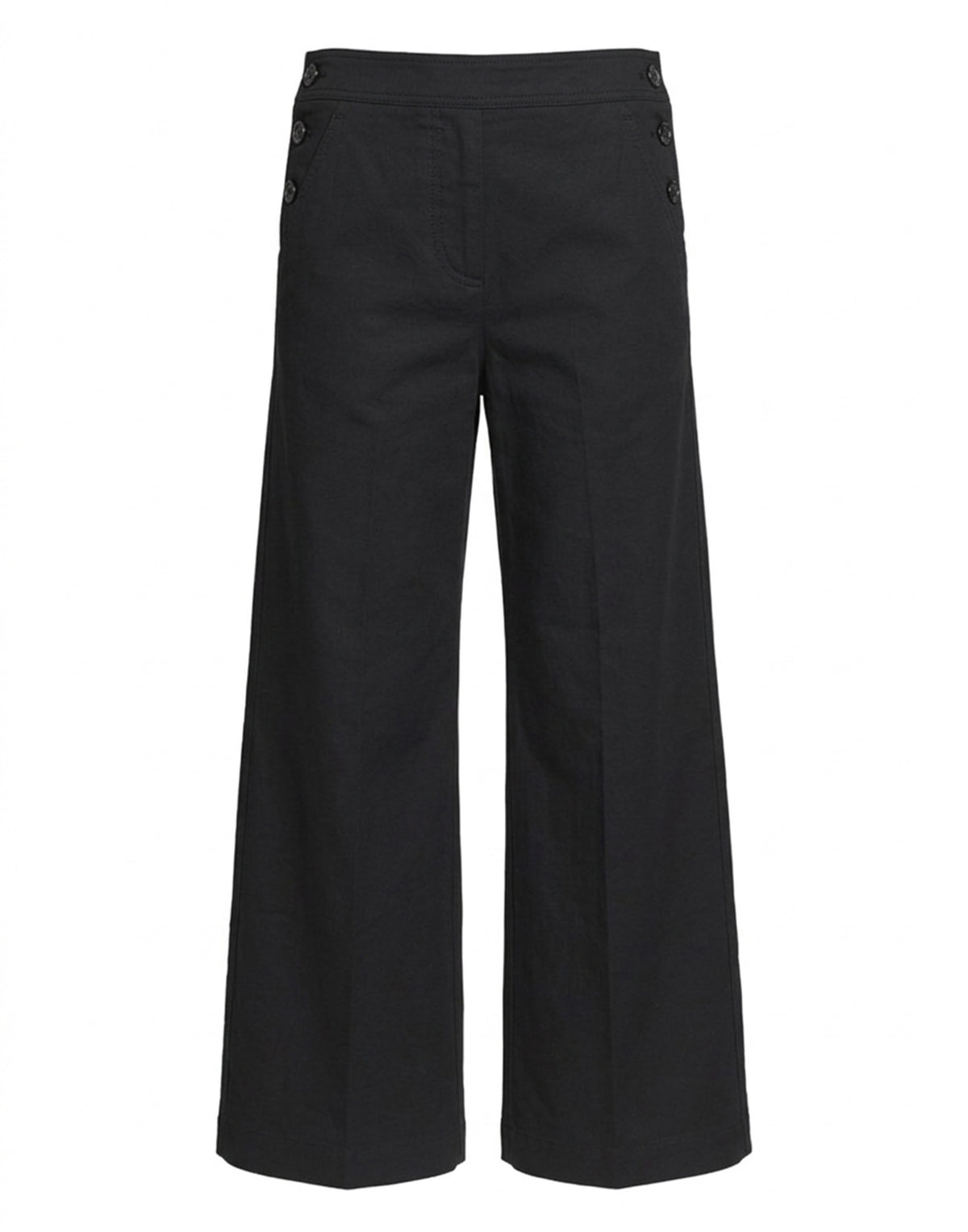 DOUUOD Pantaloni Allacciatura Marinara in Cotone Froissé Neri