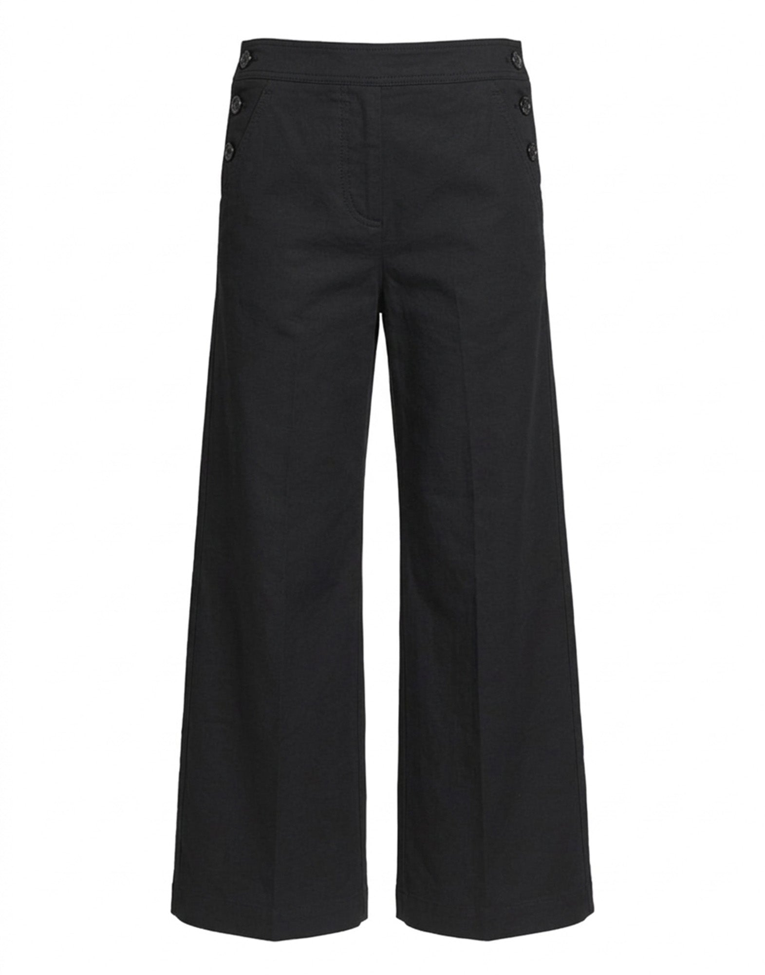 DOUUOD Pantaloni Allacciatura Marinara in Cotone Froissé Neri