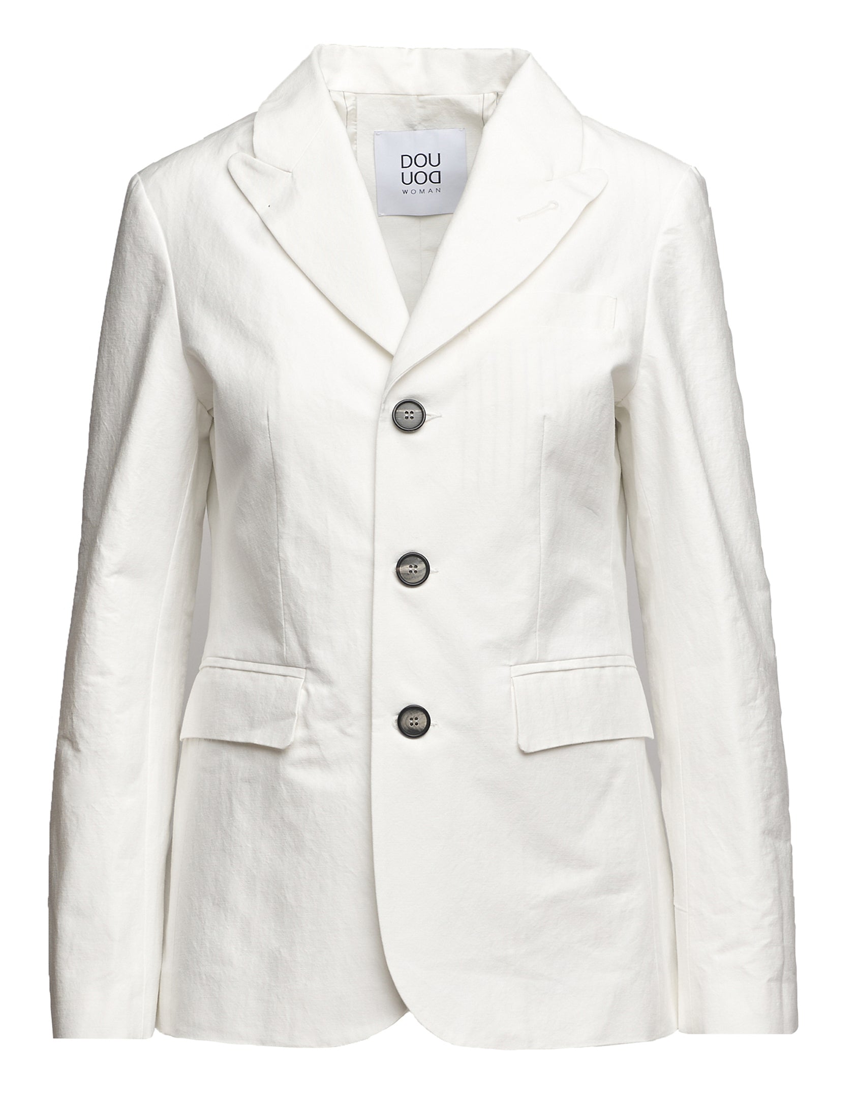 DOUUOD Giacca Sfiancata in Cotone Froissé Latte