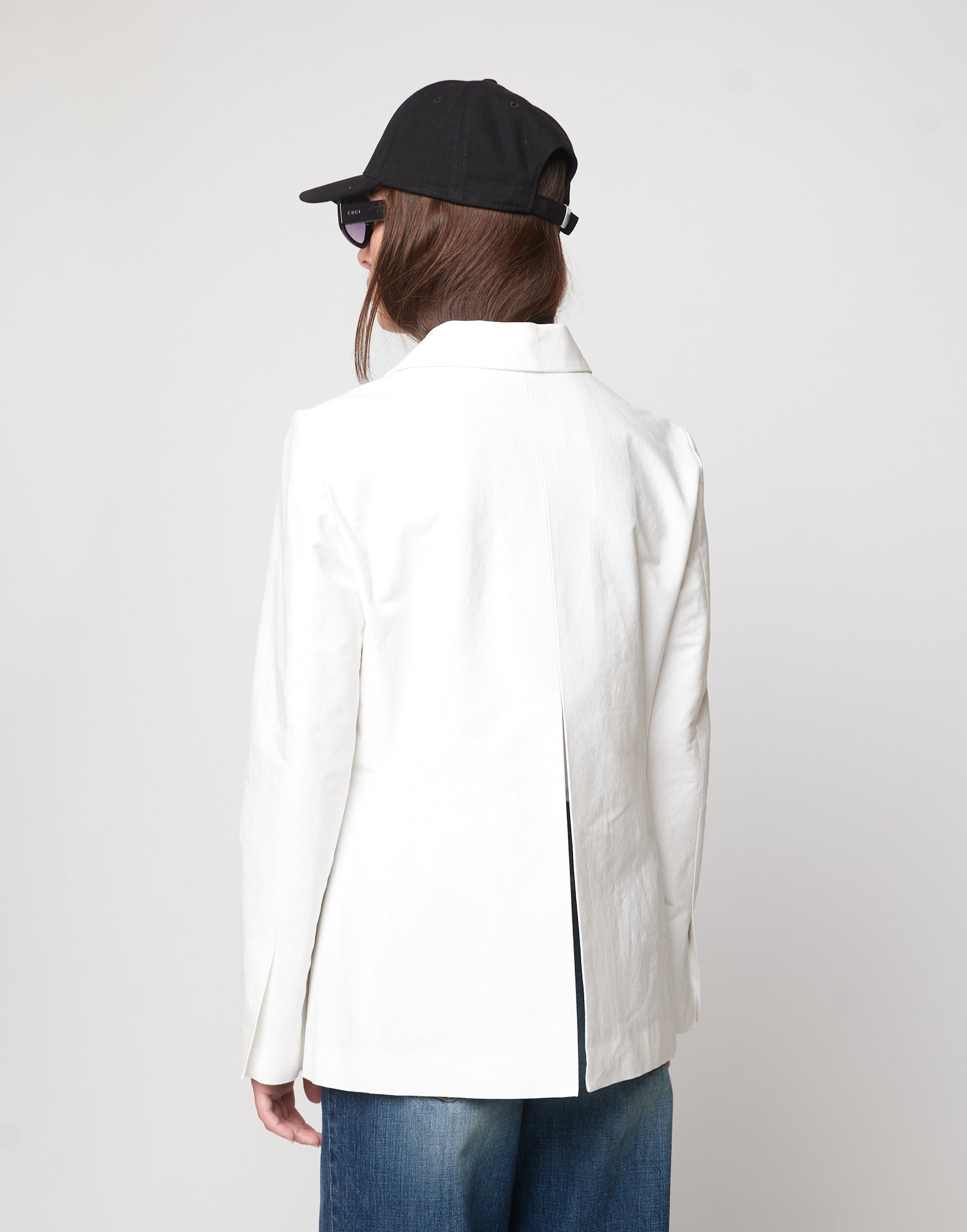 DOUUOD Giacca Sfiancata in Cotone Froissé Latte