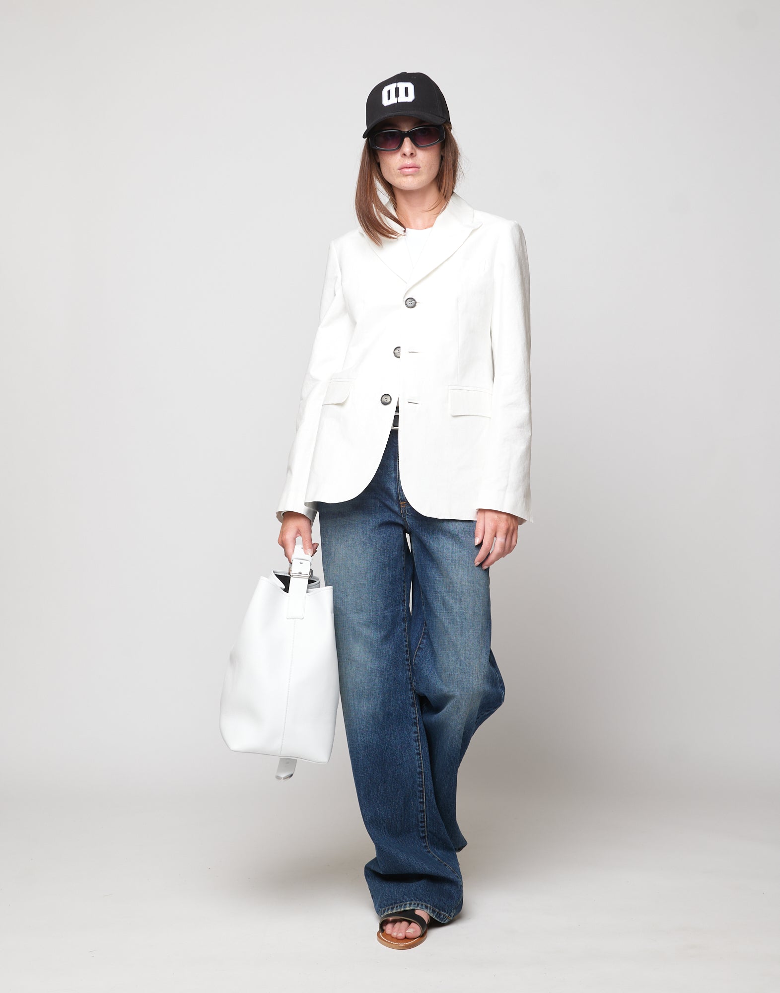 DOUUOD Giacca Sfiancata in Cotone Froissé Latte