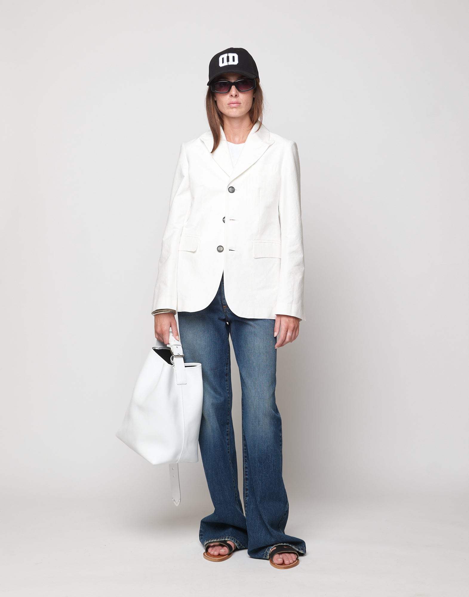 DOUUOD Giacca Sfiancata in Cotone Froissé Latte