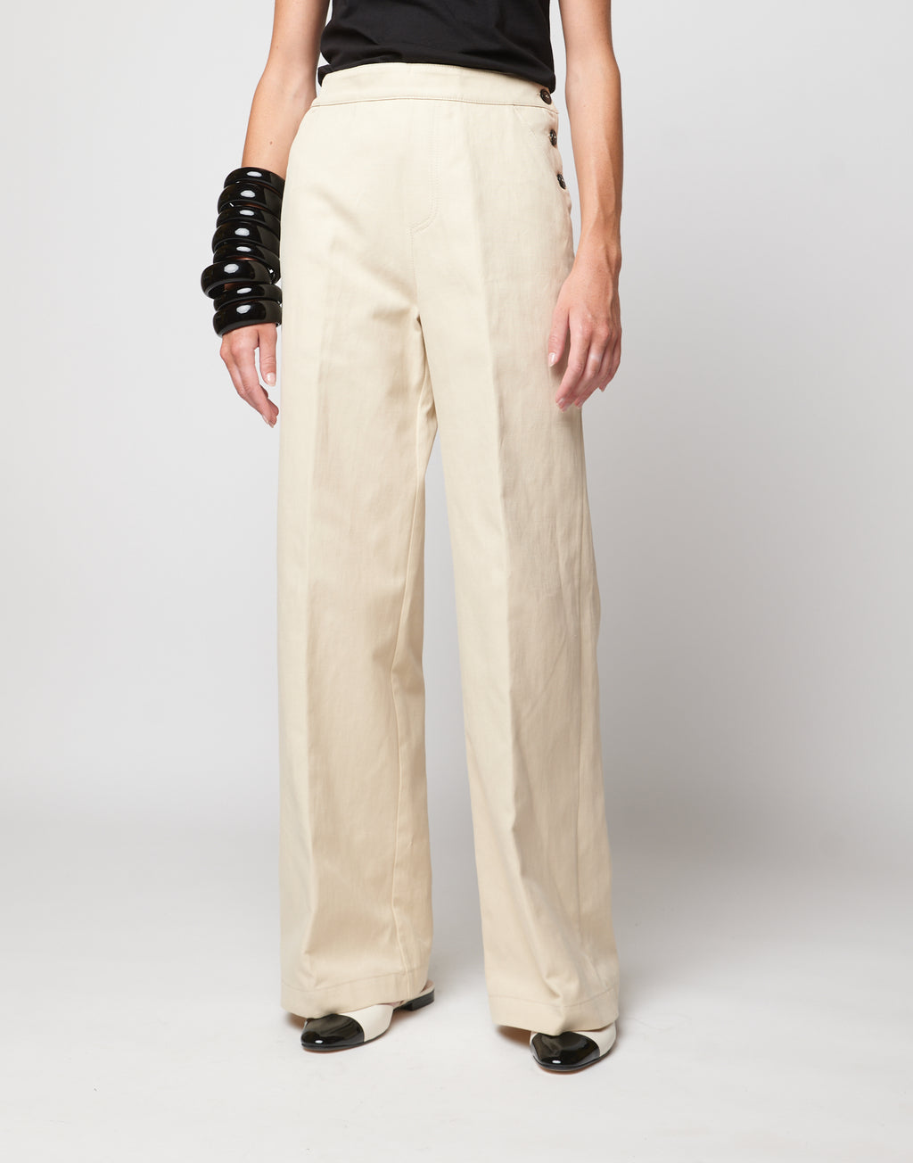 DOUUOD Pantaloni alla Marinara in Lino Cotone Orzo