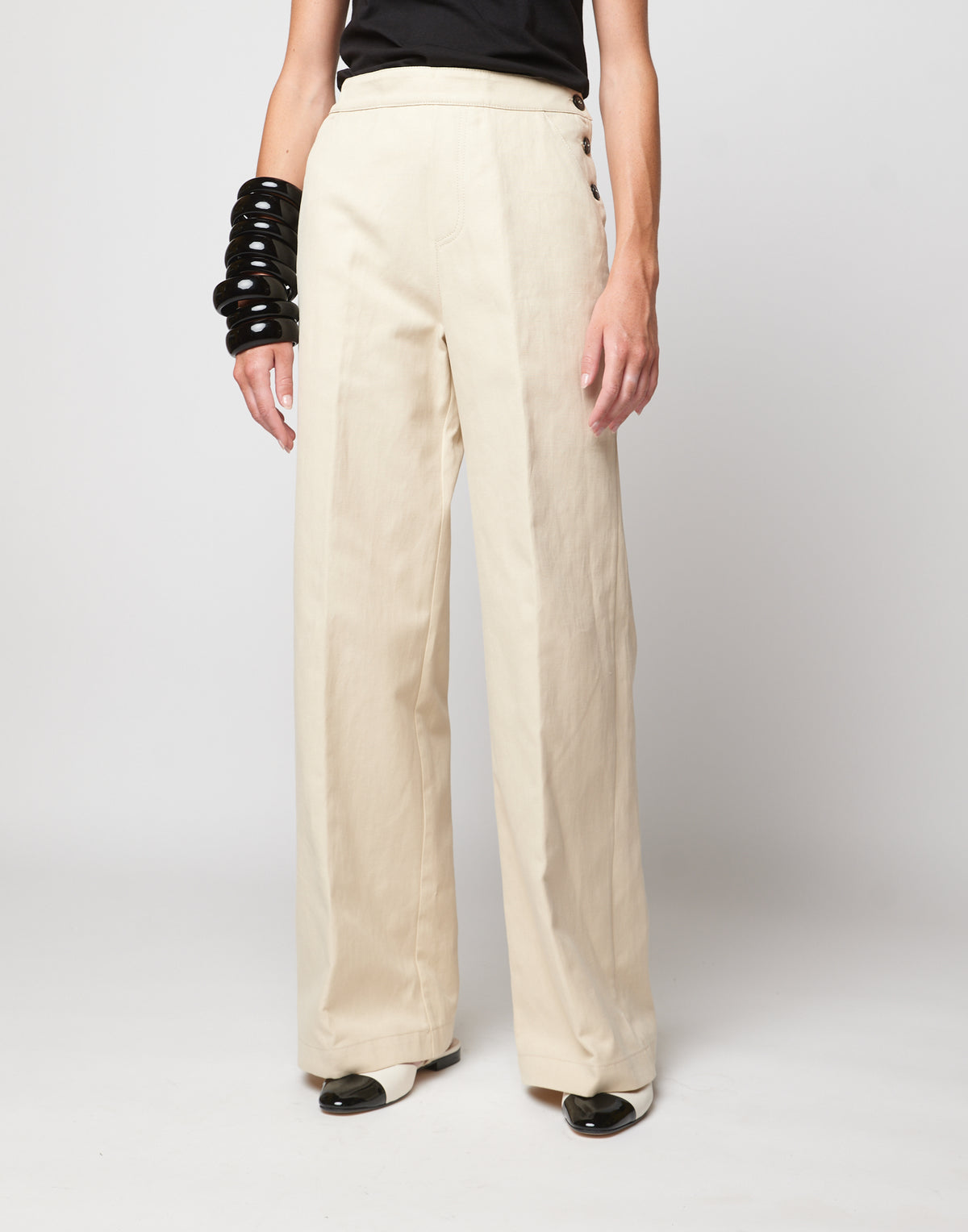 DOUUOD Pantaloni alla Marinara in Lino Cotone Orzo