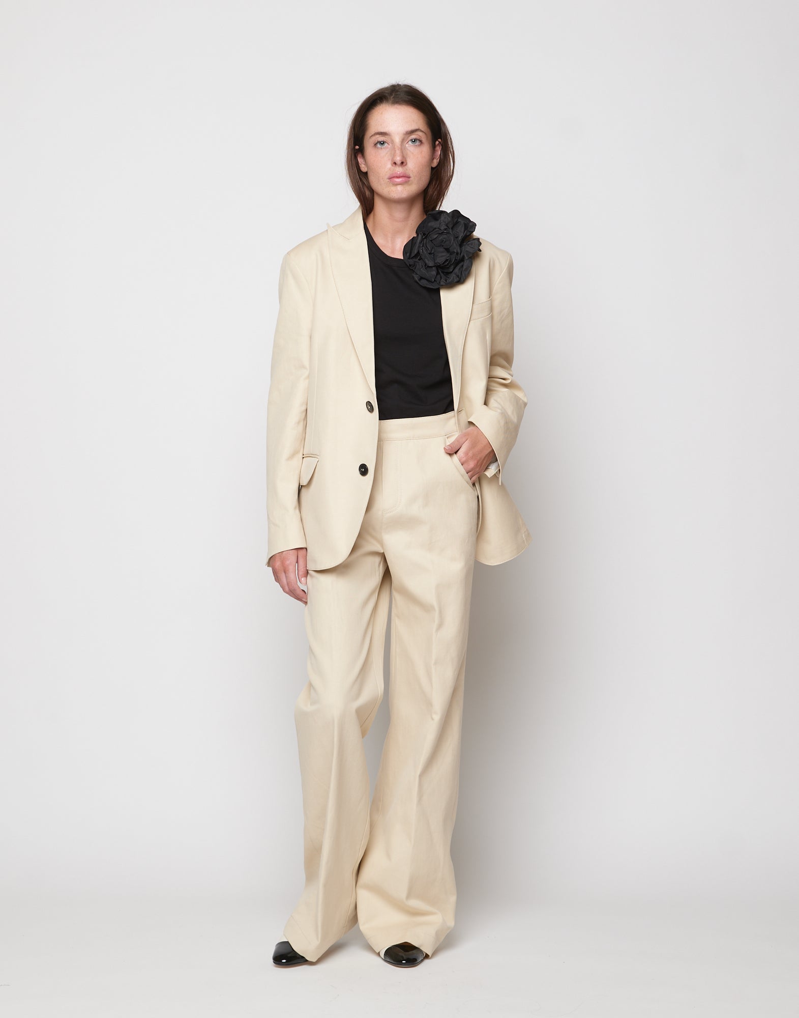 DOUUOD Giacca Monopetto in Lino Cotone Orzo