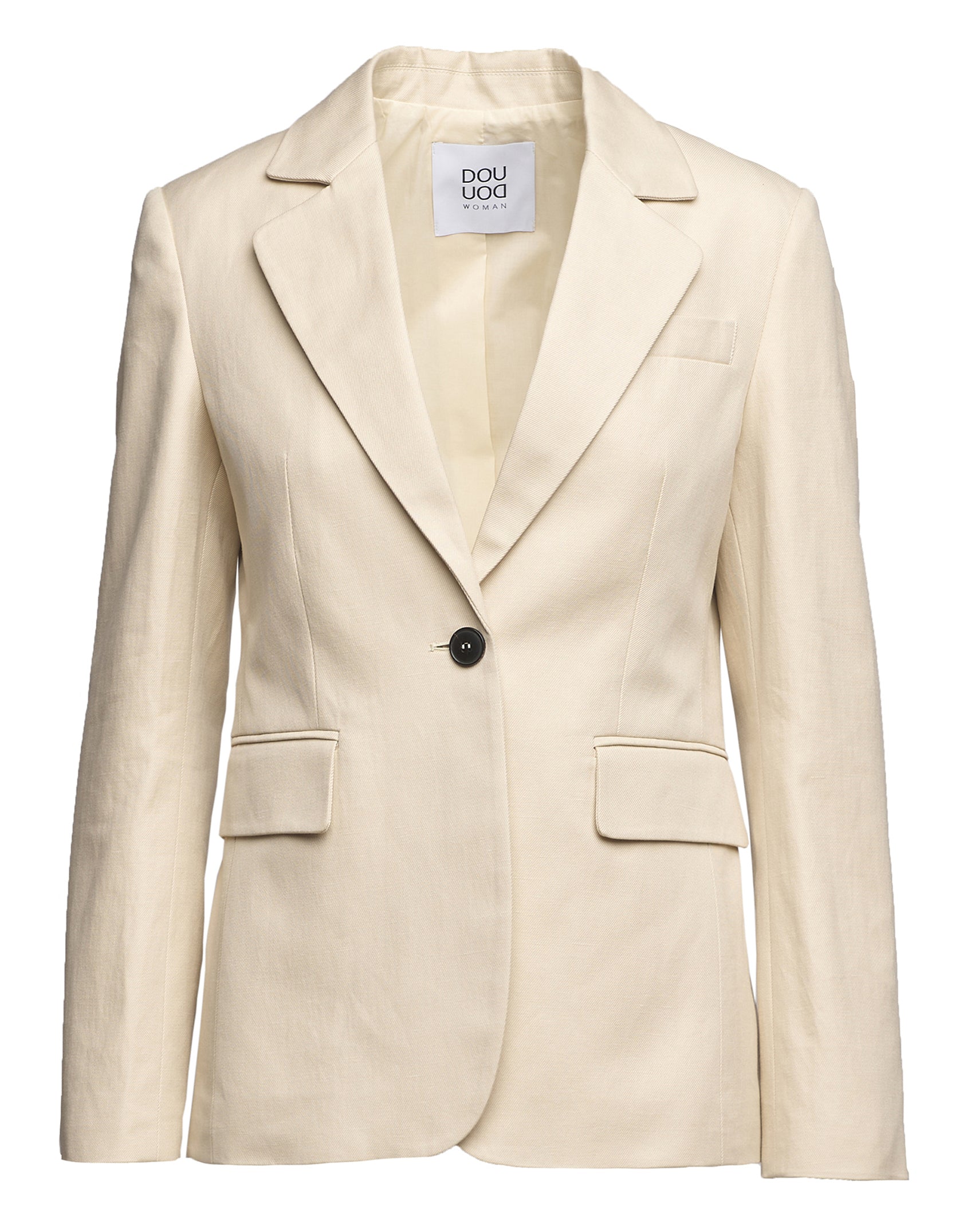 DOUUOD Giacca Sfiancata in Lino Cotone Orzo