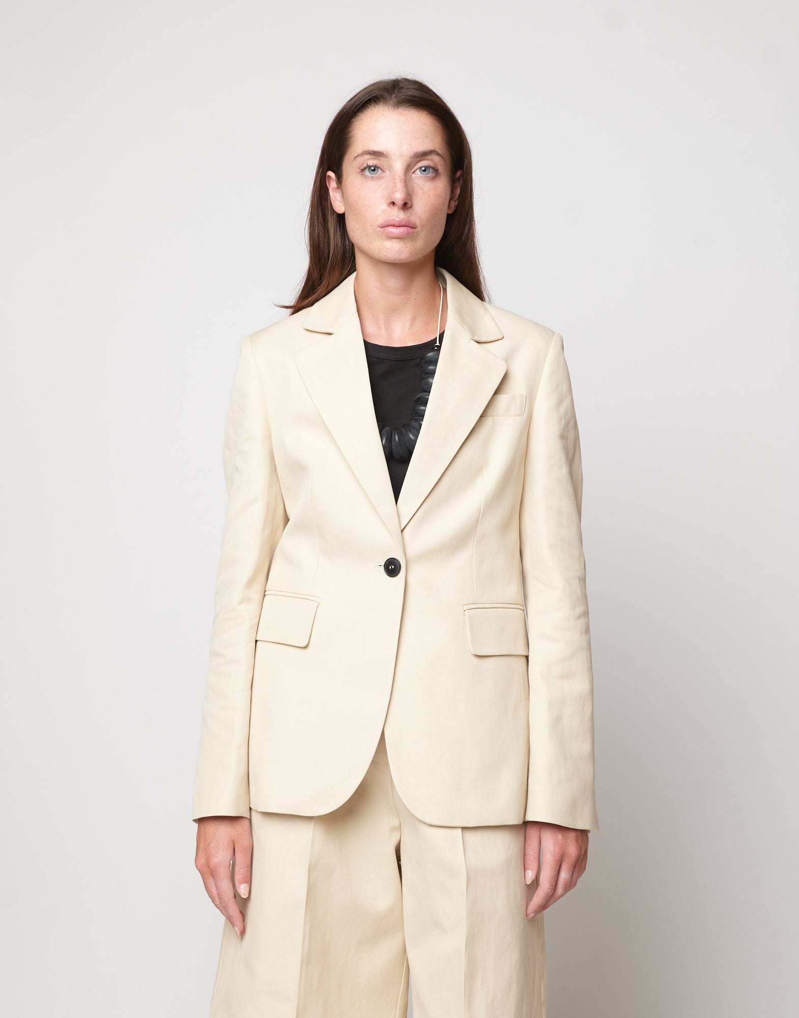 DOUUOD Giacca Sfiancata in Lino Cotone Orzo