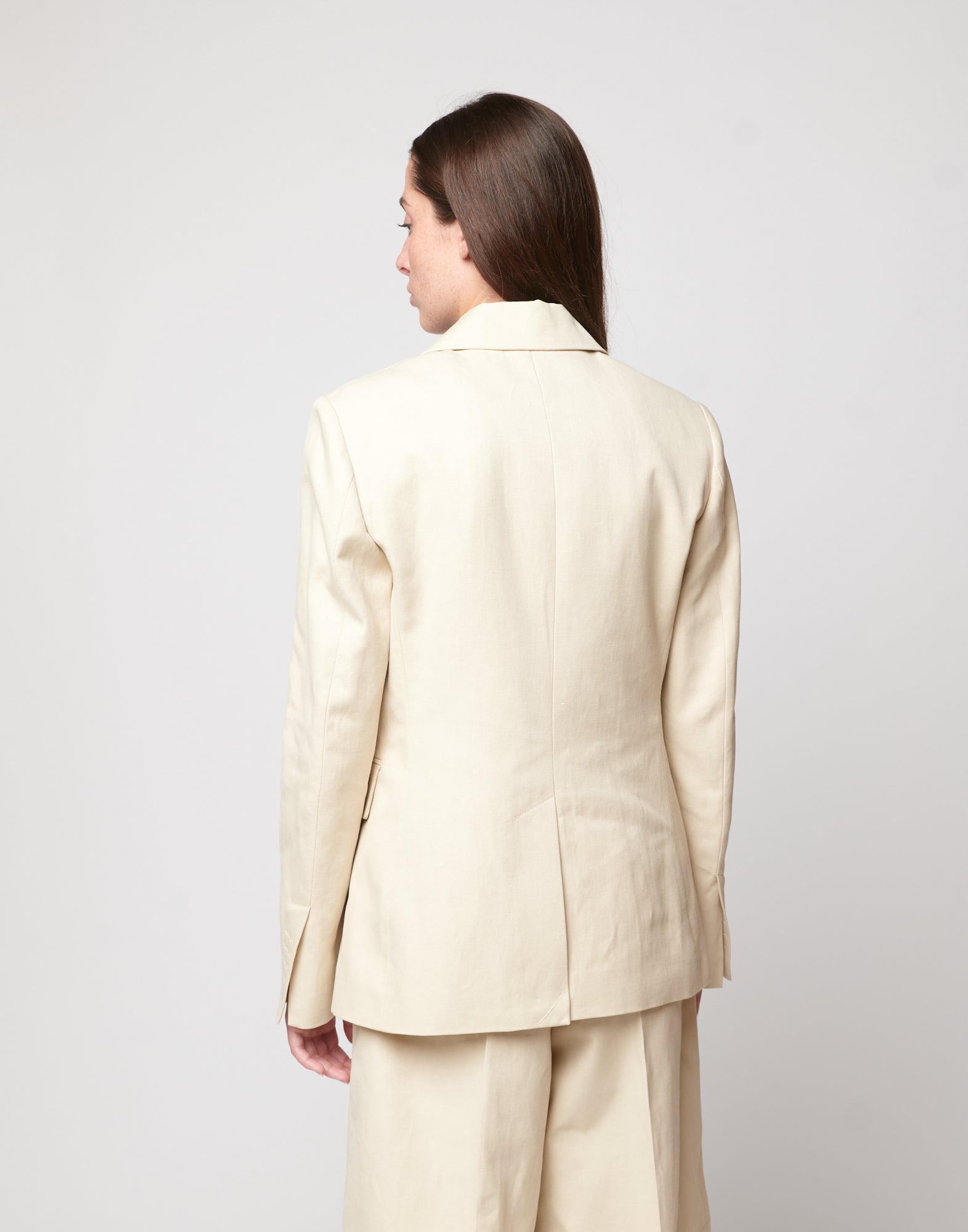 DOUUOD Giacca Sfiancata in Lino Cotone Orzo