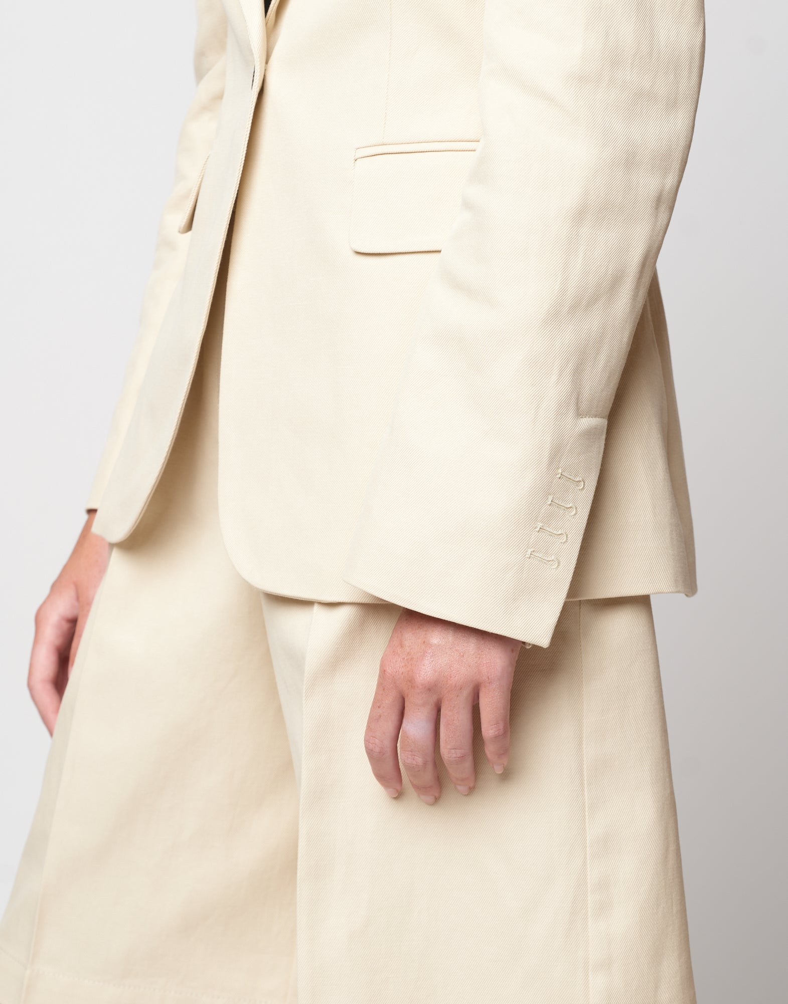 DOUUOD Giacca Sfiancata in Lino Cotone Orzo