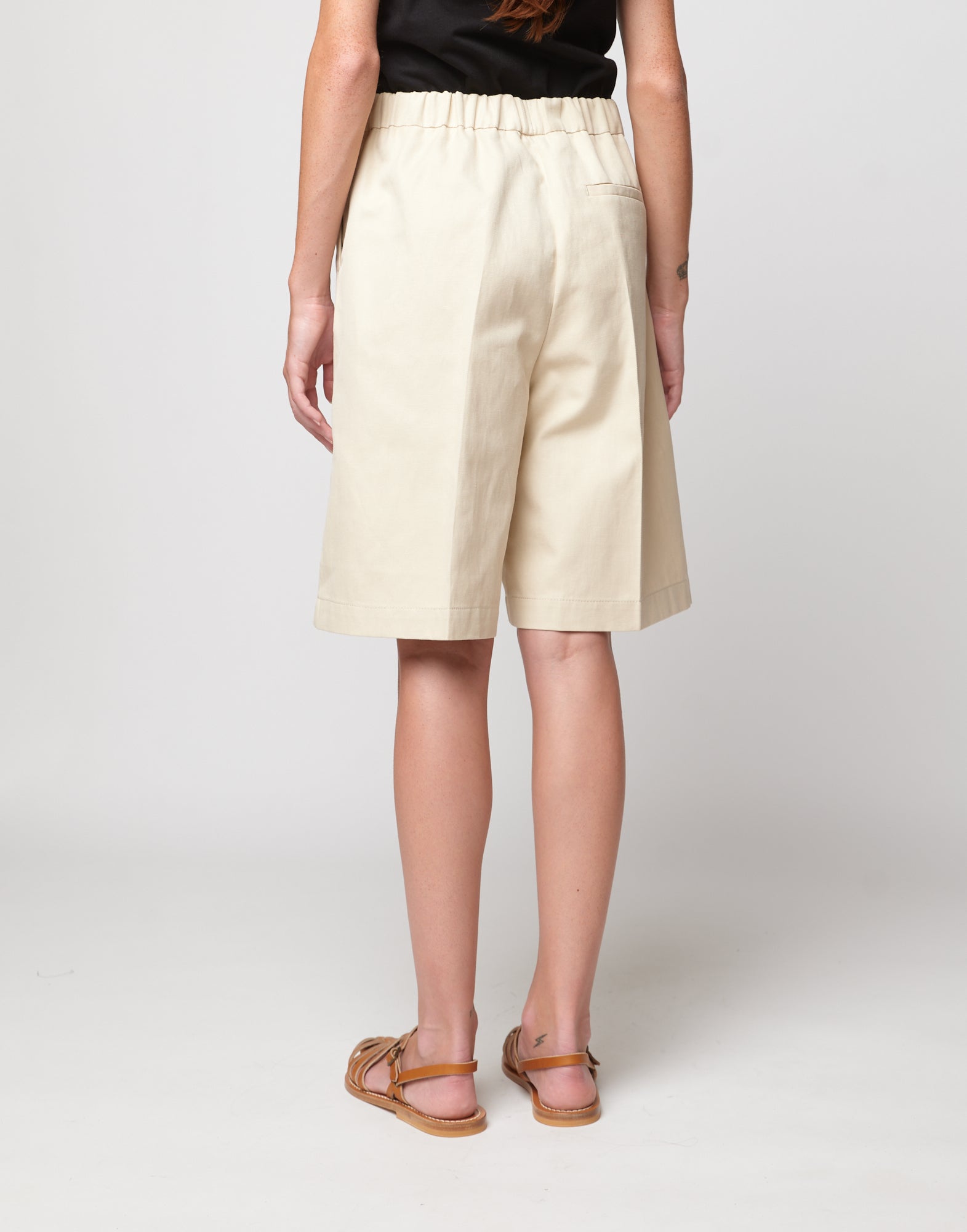 DOUUOD Bermuda Basket in Lino Cotone Orzo