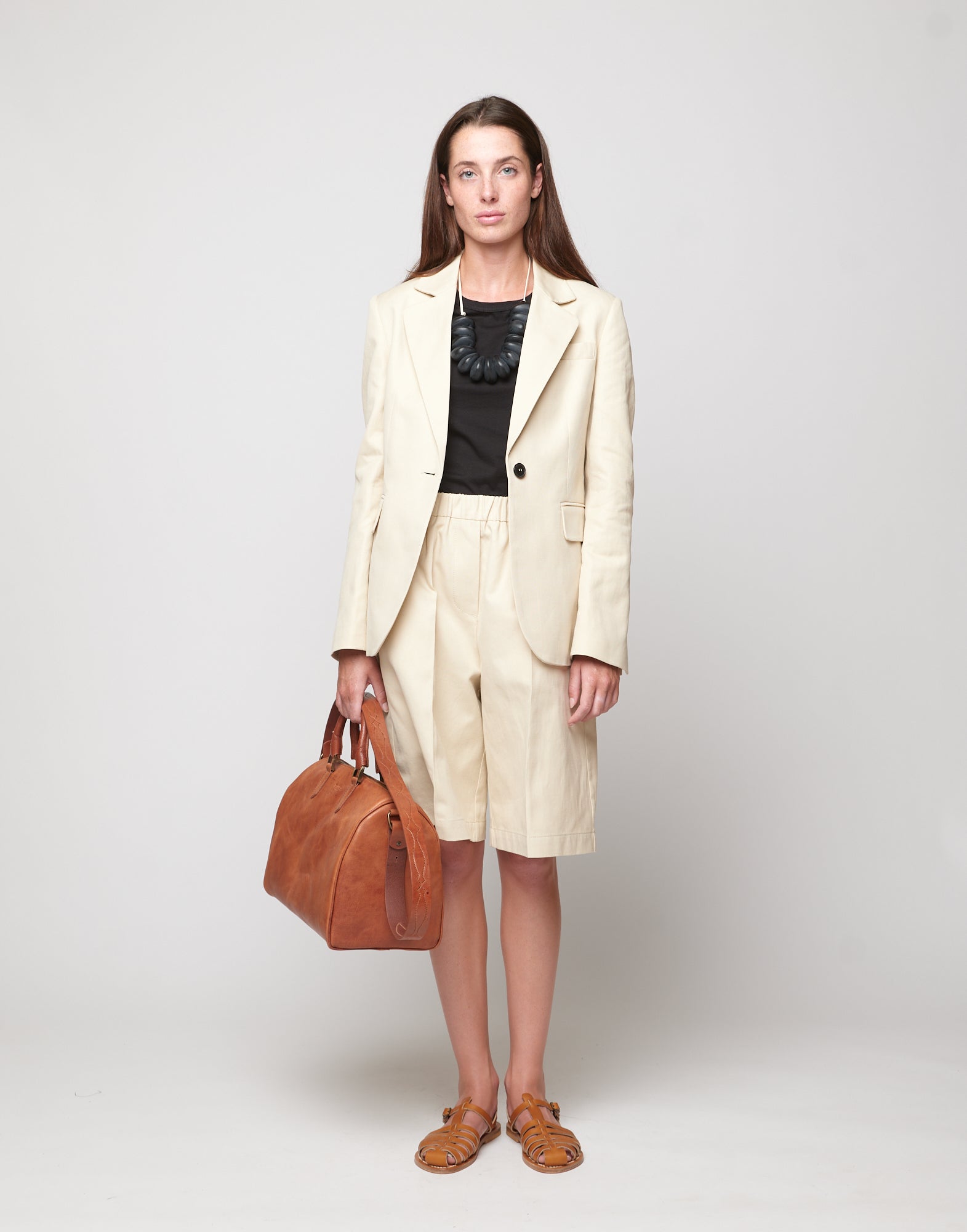 DOUUOD Bermuda Basket in Lino Cotone Orzo