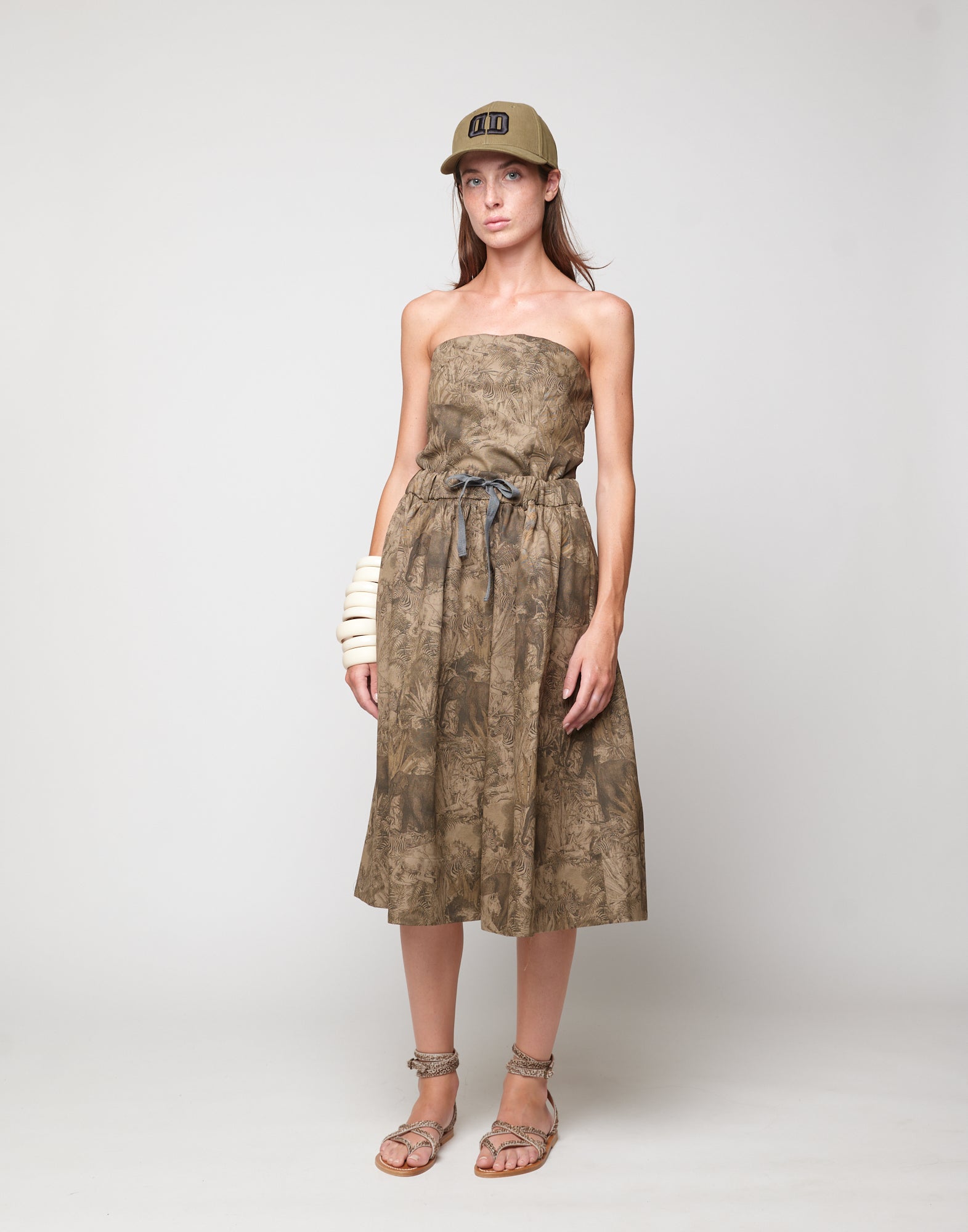 DOUUOD Gonna Ampia in Drill di Cotone Stampa Jungle