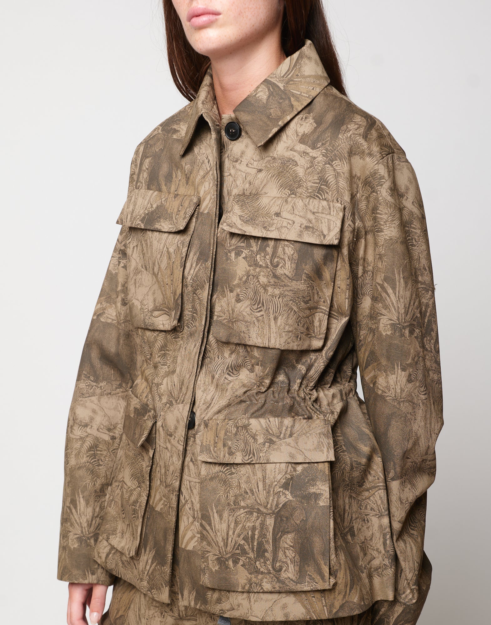 DOUUOD Field Jacket in Drill di Cotone Stampa Jungle