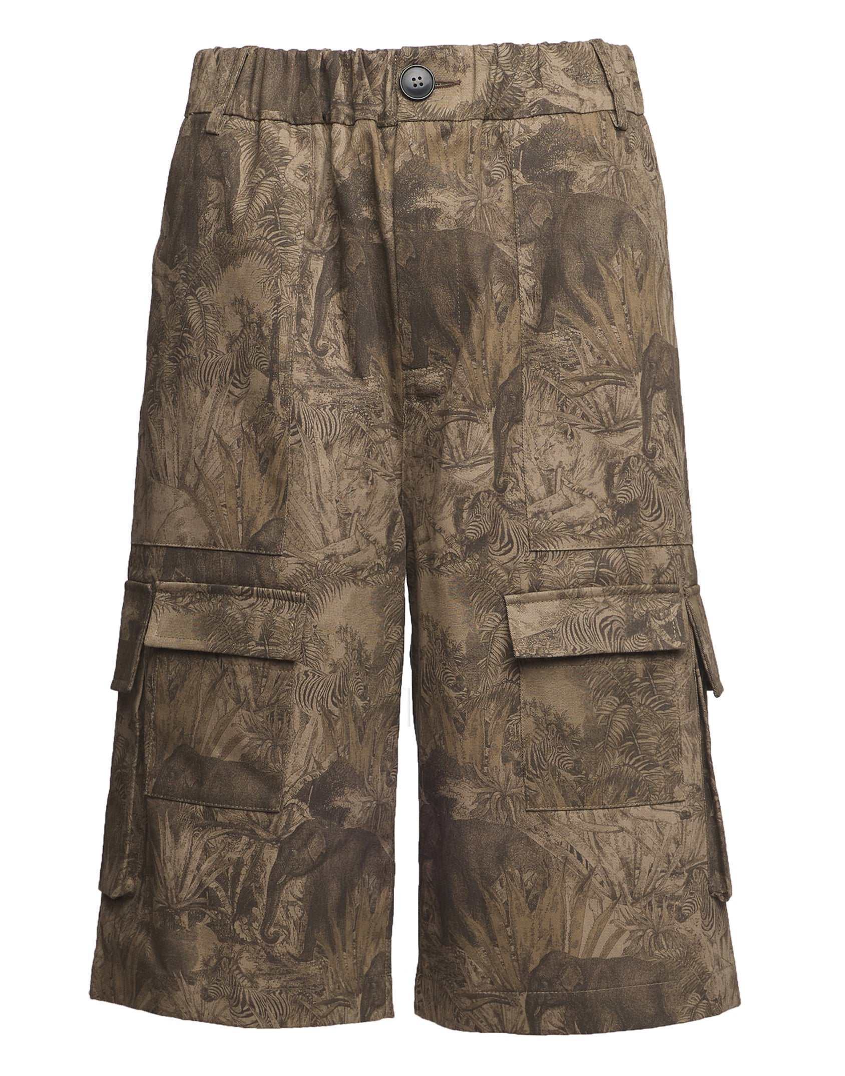 DOUUOD Bermuda Cargo in Drill di Cotone Stampa Jungle