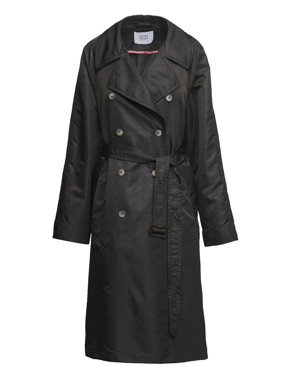 DOUUOD Trench Doppio Petto in Tecno Raso Lavagna