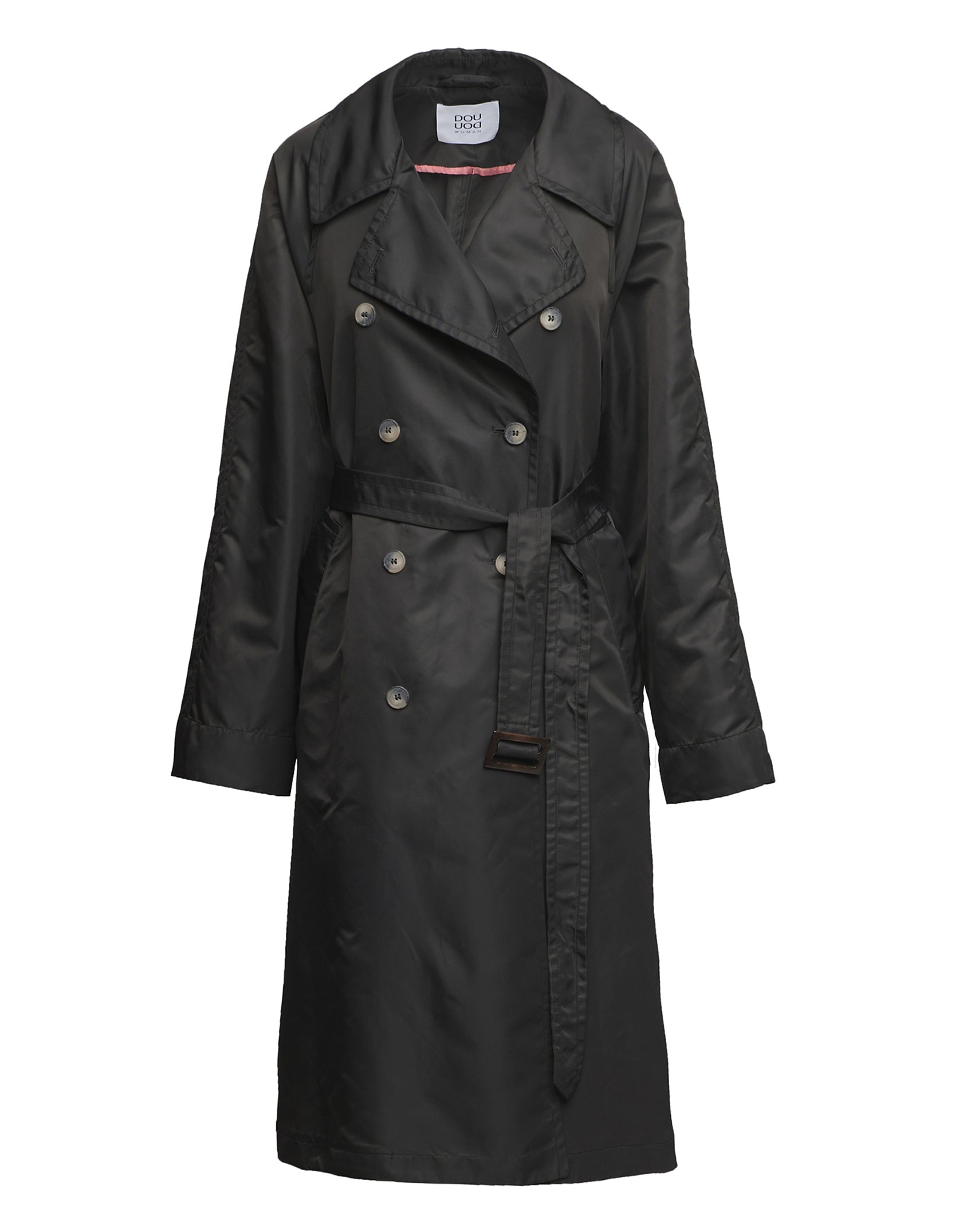 DOUUOD Trench Doppio Petto in Tecno Raso Lavagna