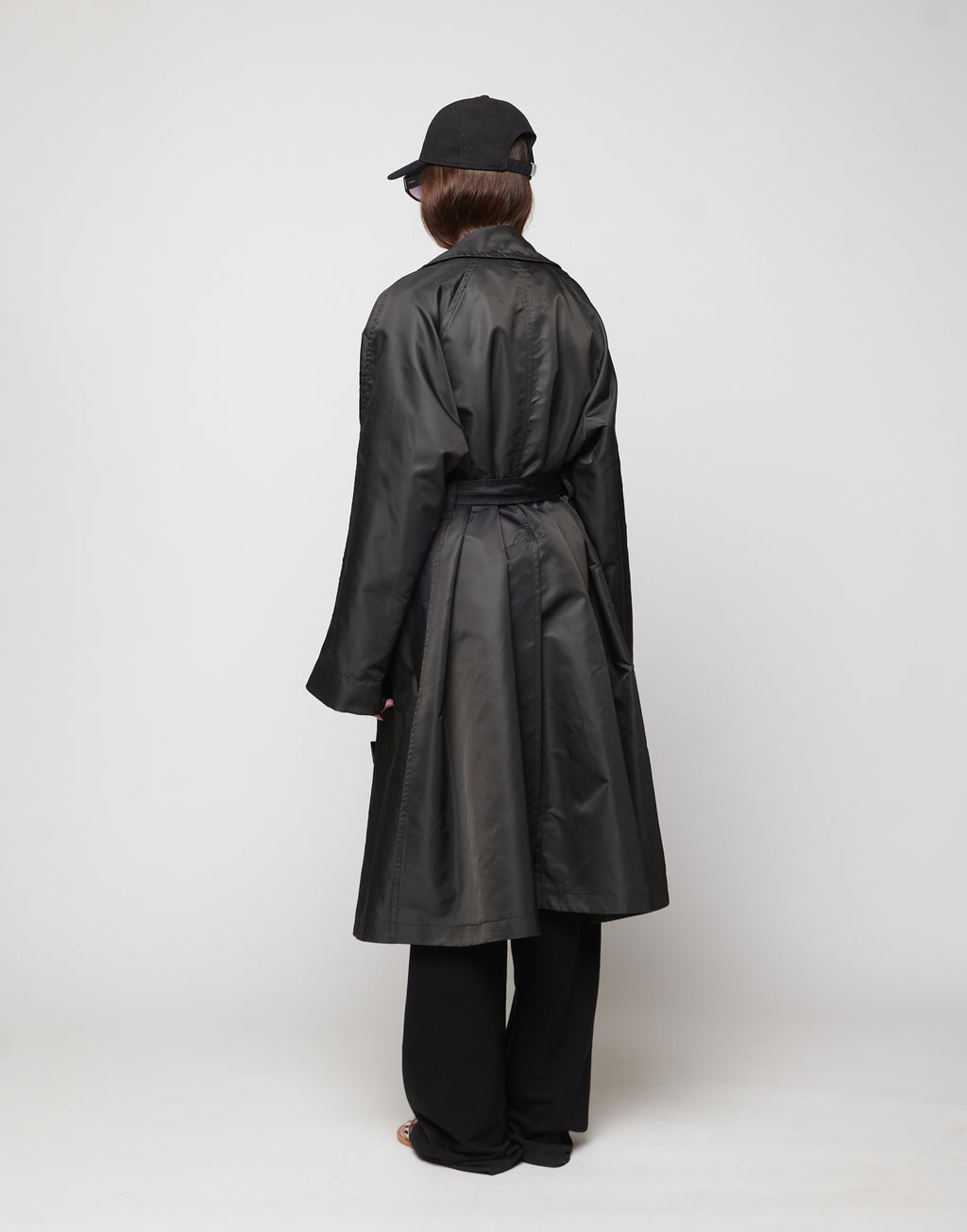 DOUUOD Trench Doppio Petto in Tecno Raso Lavagna