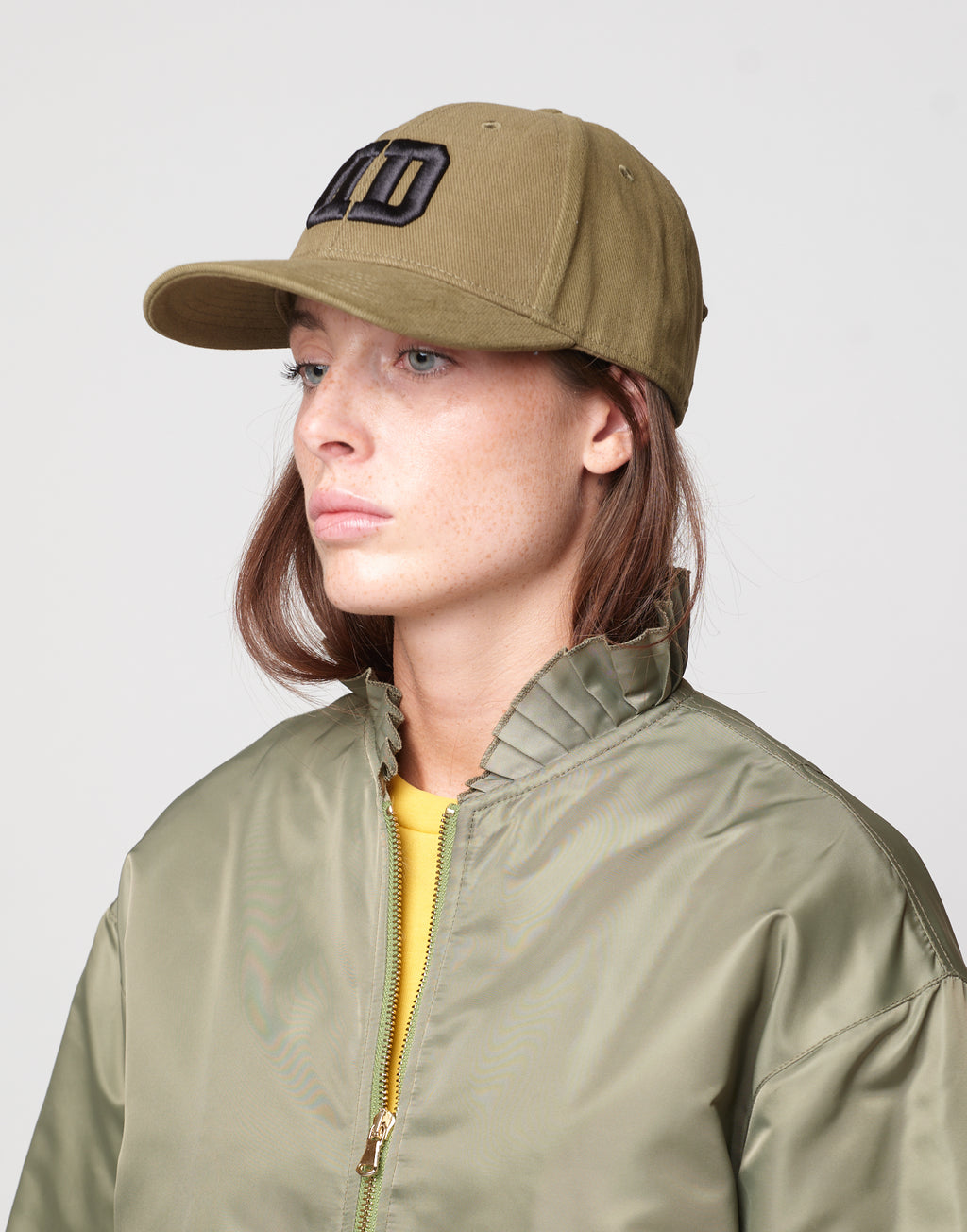 DOUUOD Bomber in Tecno Raso con Dettagli Plissé Salvia