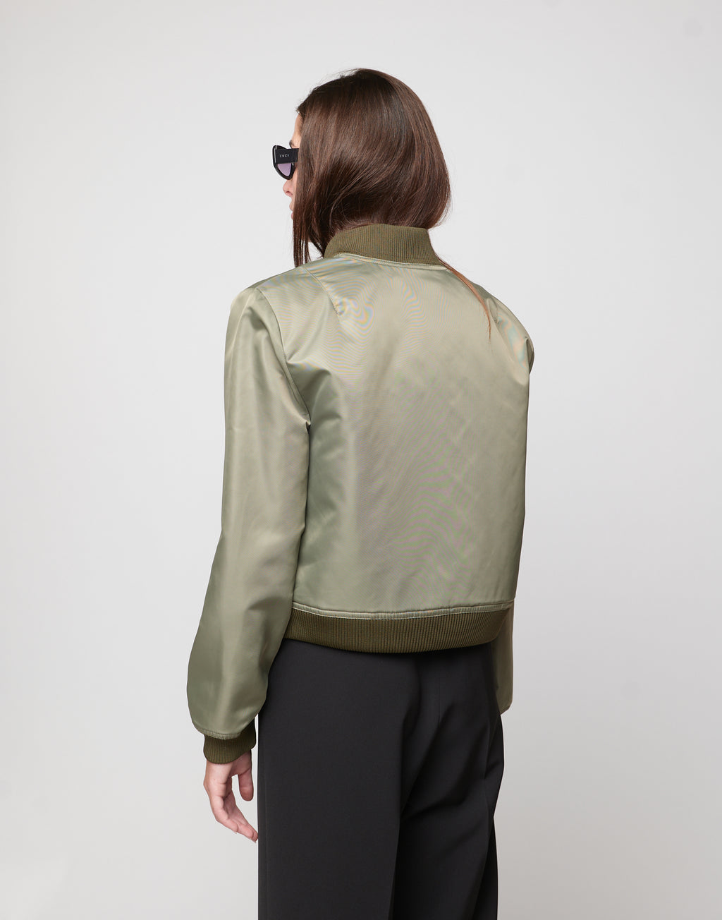 DOUUOD Bomber Corto in Tecno Raso Salvia