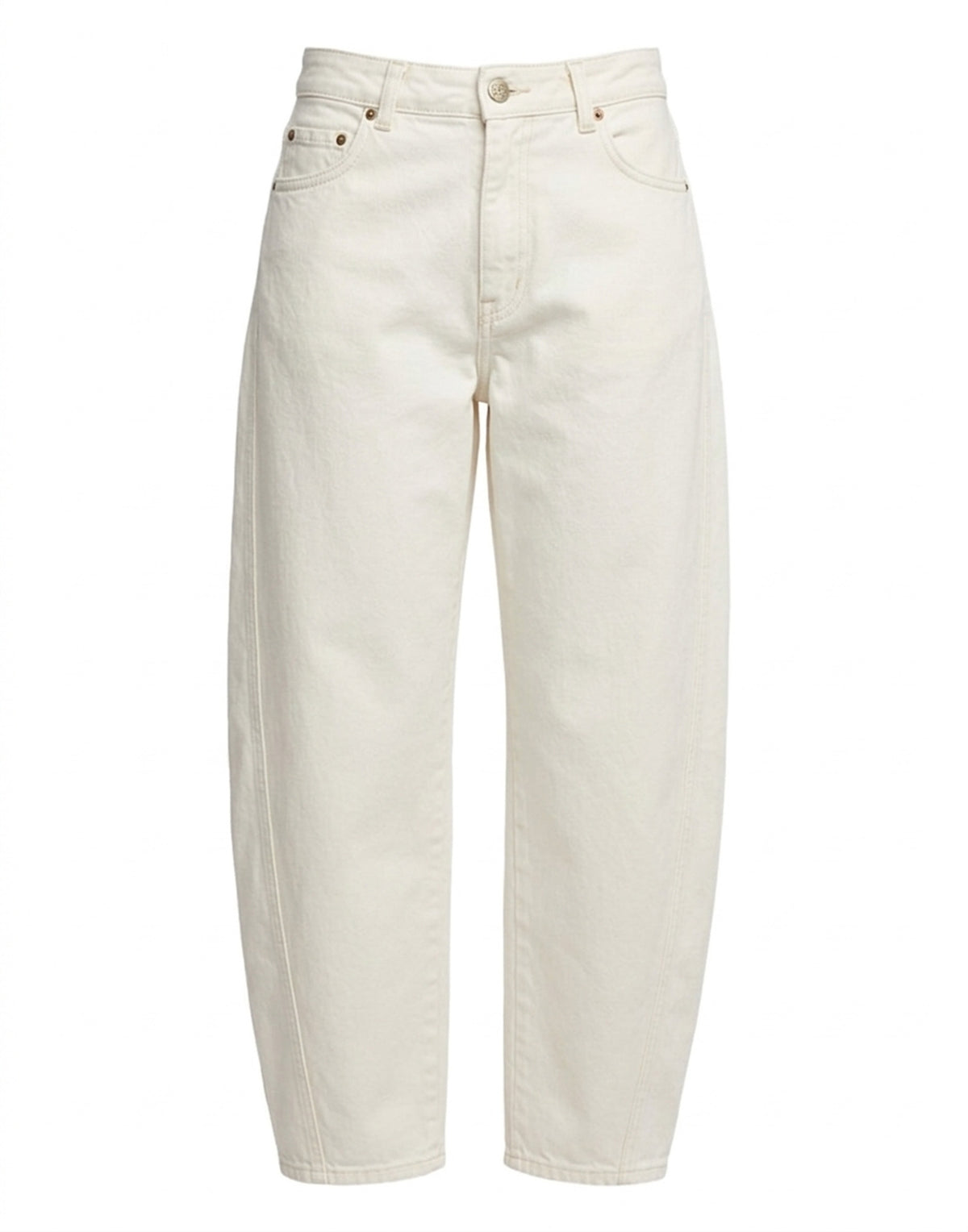 DOUUOD Pantaloni 5 Tasche Baggy in Drill di Cotone Off White