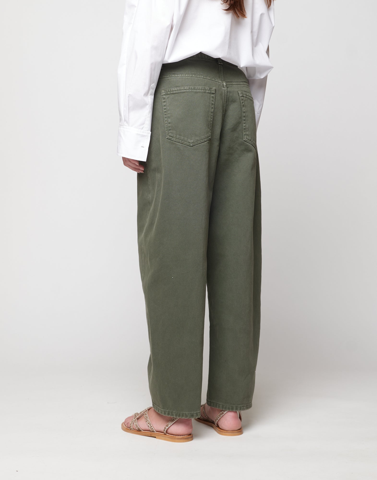 DOUUOD Pantaloni 5 Tasche Baggy in Drill di Cotone Verde Militare