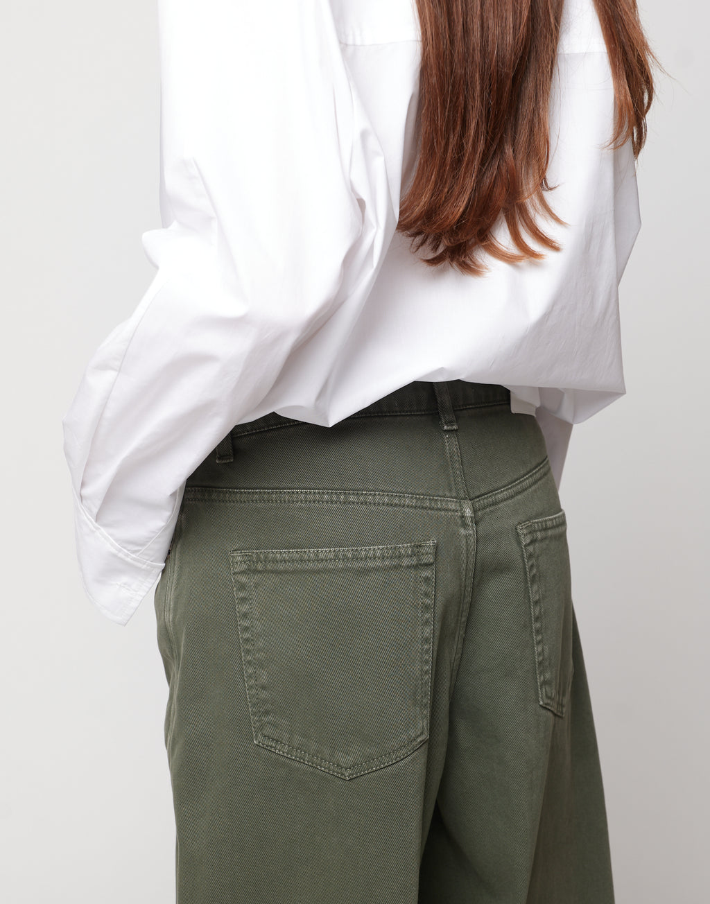 DOUUOD Pantaloni 5 Tasche Baggy in Drill di Cotone Verde Militare