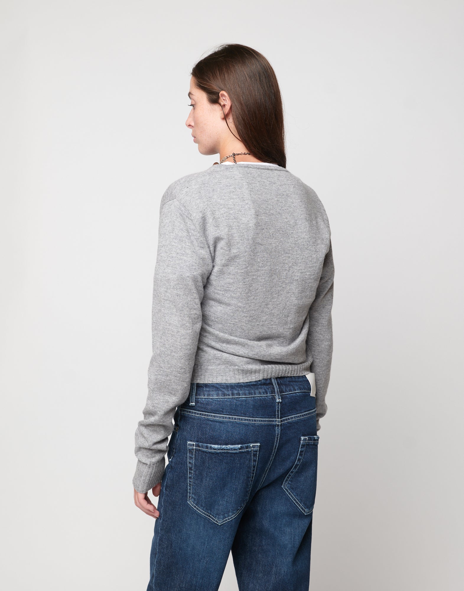 DOUUOD Cardigan Leggero in Lana Cashmere Seta Grigio