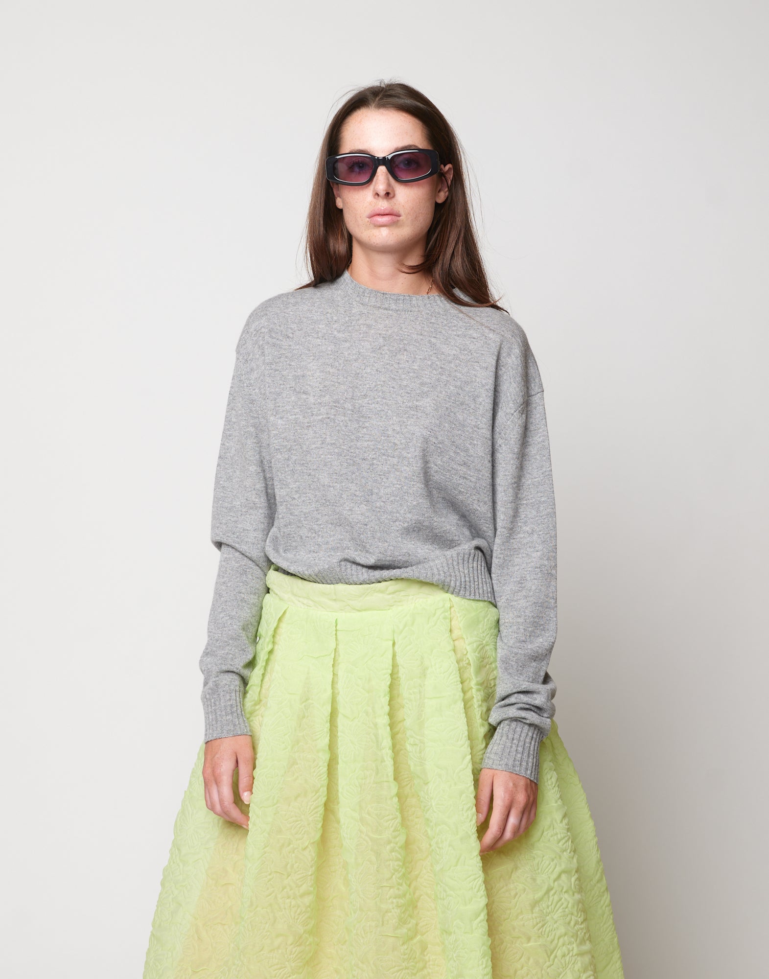 DOUUOD Maglione Girocollo in Lana Cashmere Seta Grigio