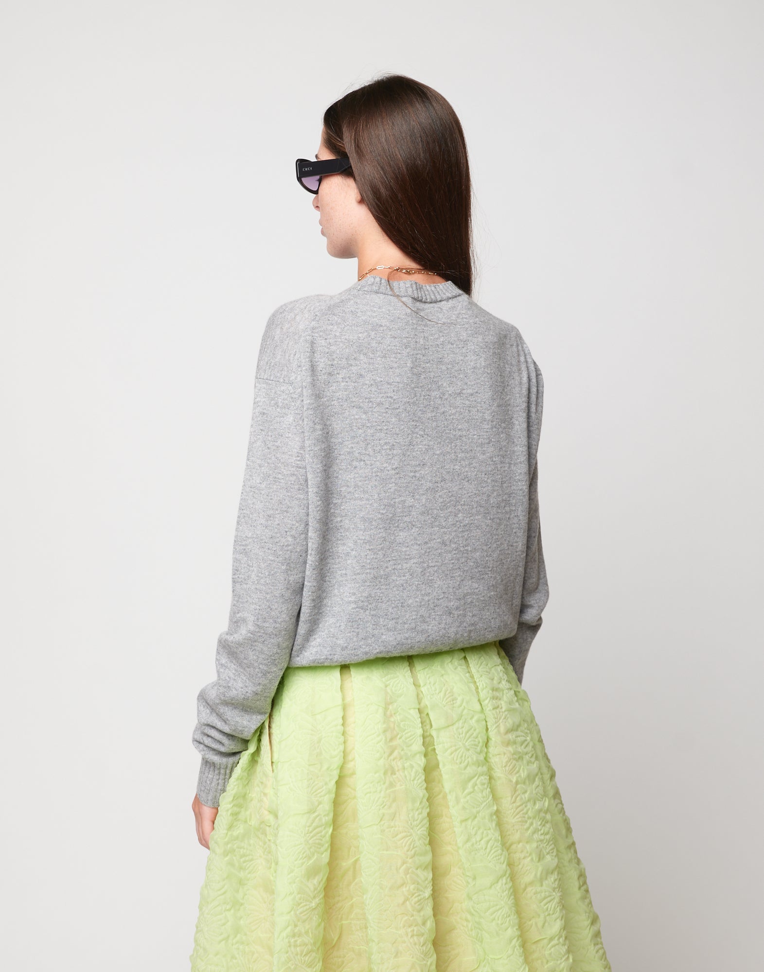 DOUUOD Maglione Girocollo in Lana Cashmere Seta Grigio