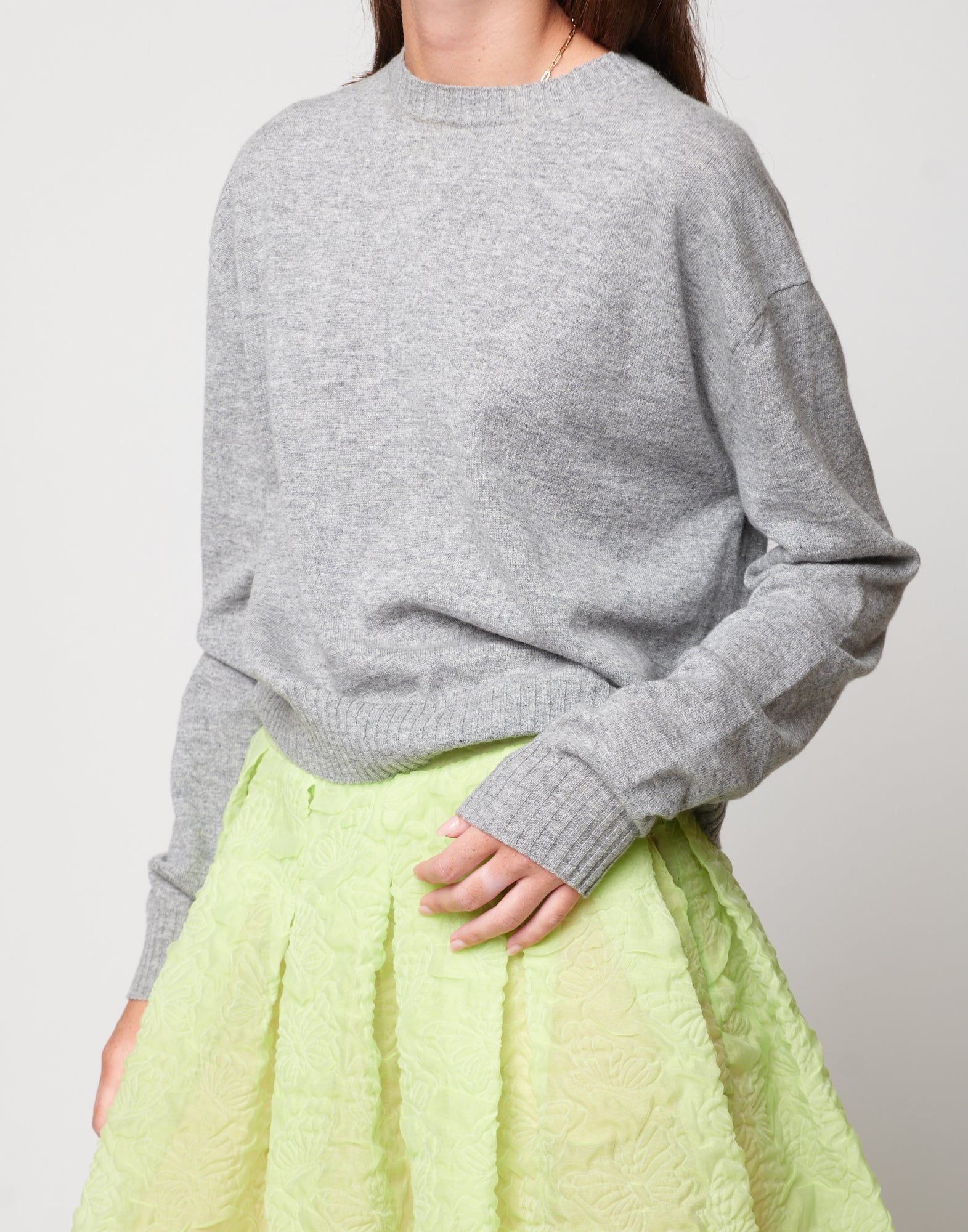 DOUUOD Maglione Girocollo in Lana Cashmere Seta Grigio