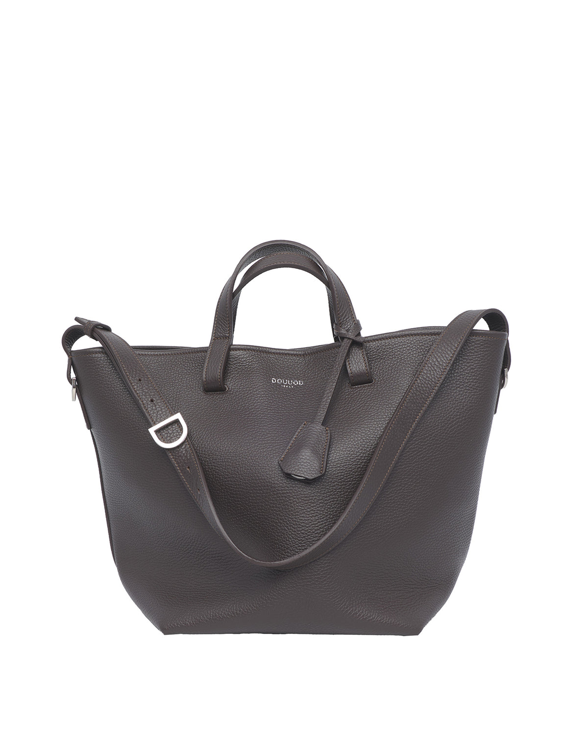 DOUUOD Borsa Shopping Giulia in Pelle Martellata Ebano