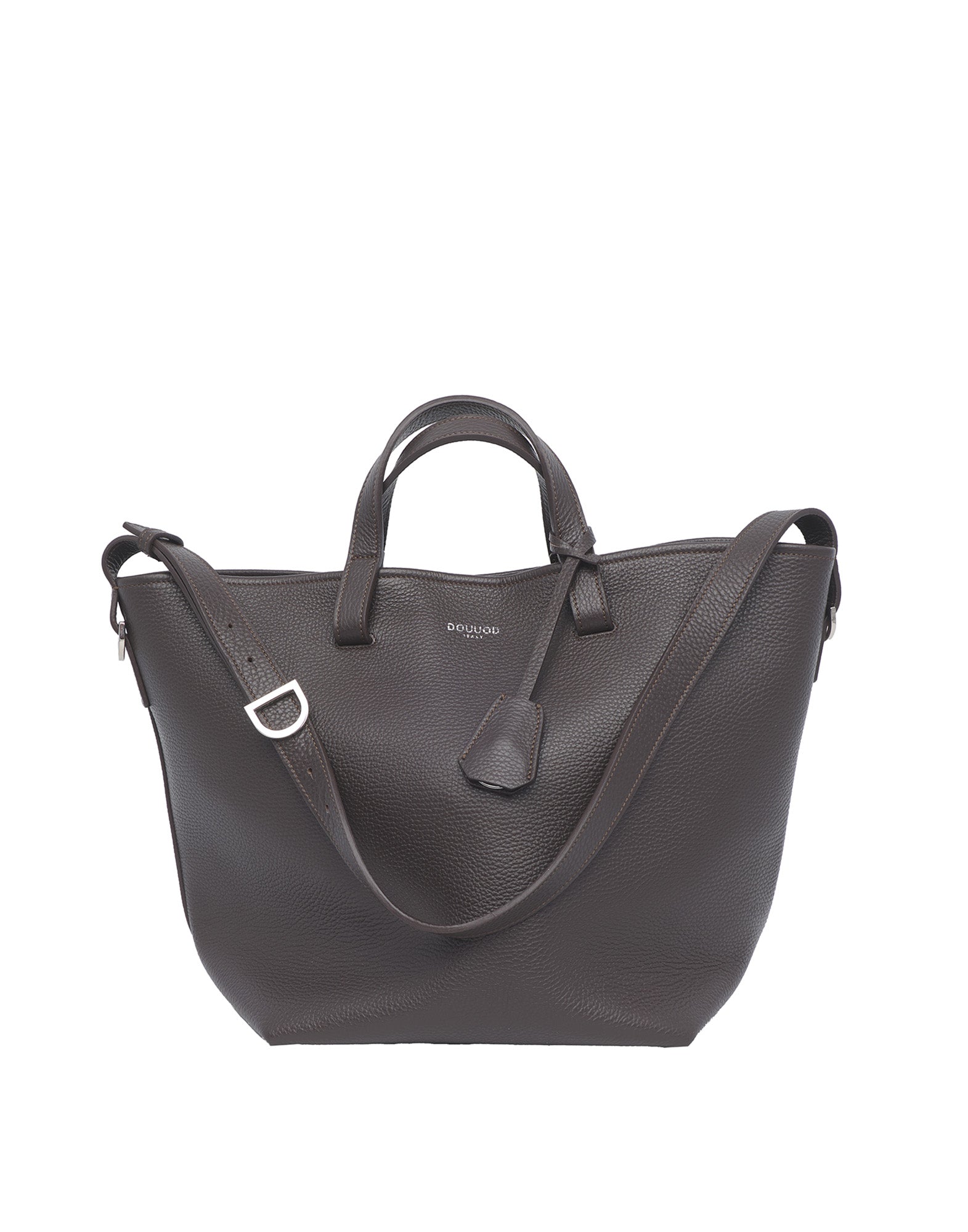 DOUUOD Borsa Shopping Giulia in Pelle Martellata Ebano