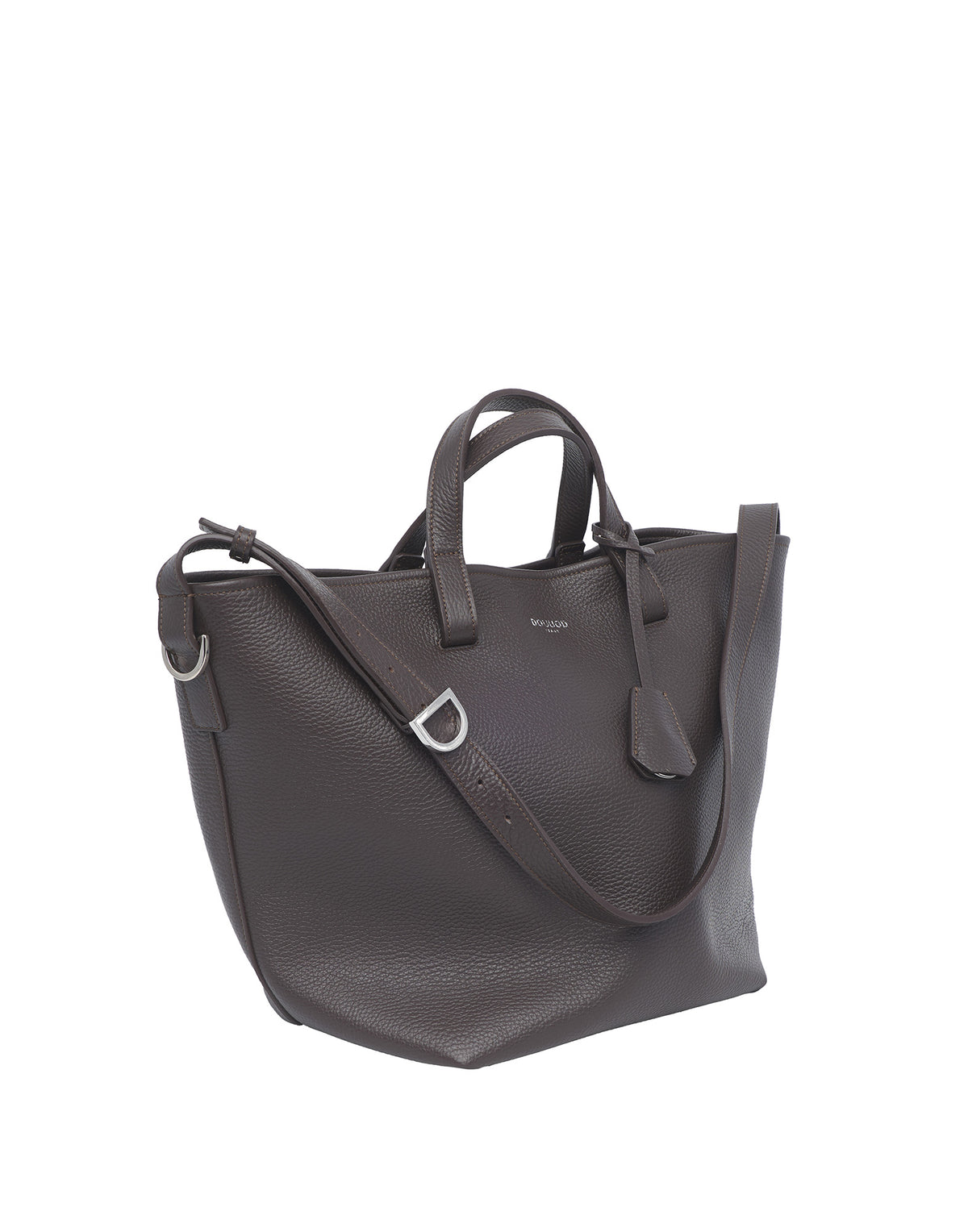 DOUUOD Borsa Shopping Giulia in Pelle Martellata Ebano