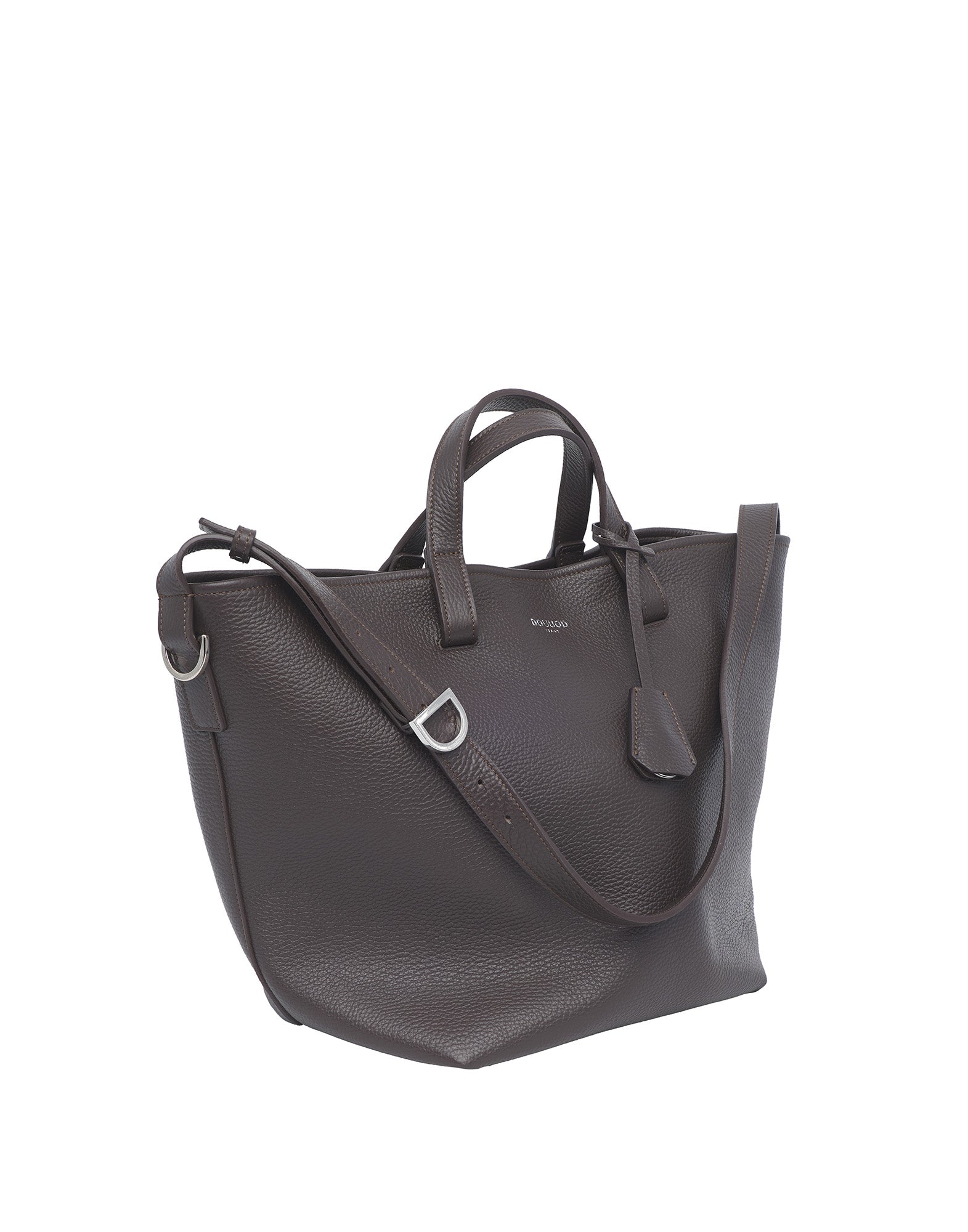 DOUUOD Borsa Shopping Giulia in Pelle Martellata Ebano