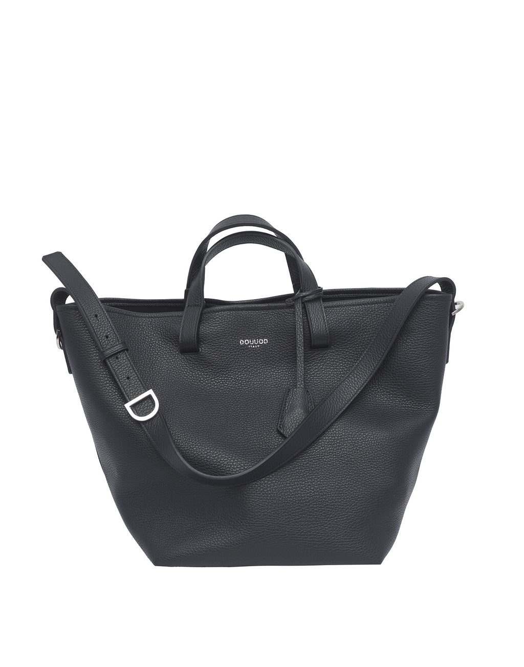 DOUUOD Borsa Shopping Giulia in Pelle Martellata Nera