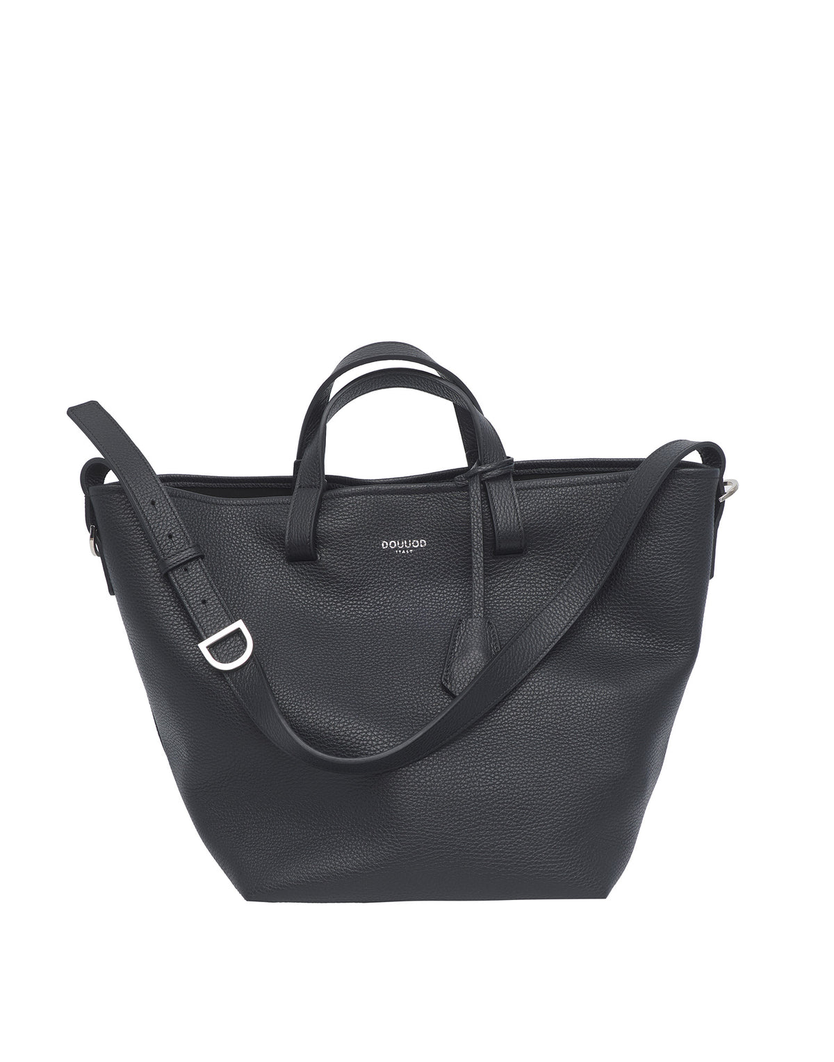 DOUUOD Borsa Shopping Giulia in Pelle Martellata Nera