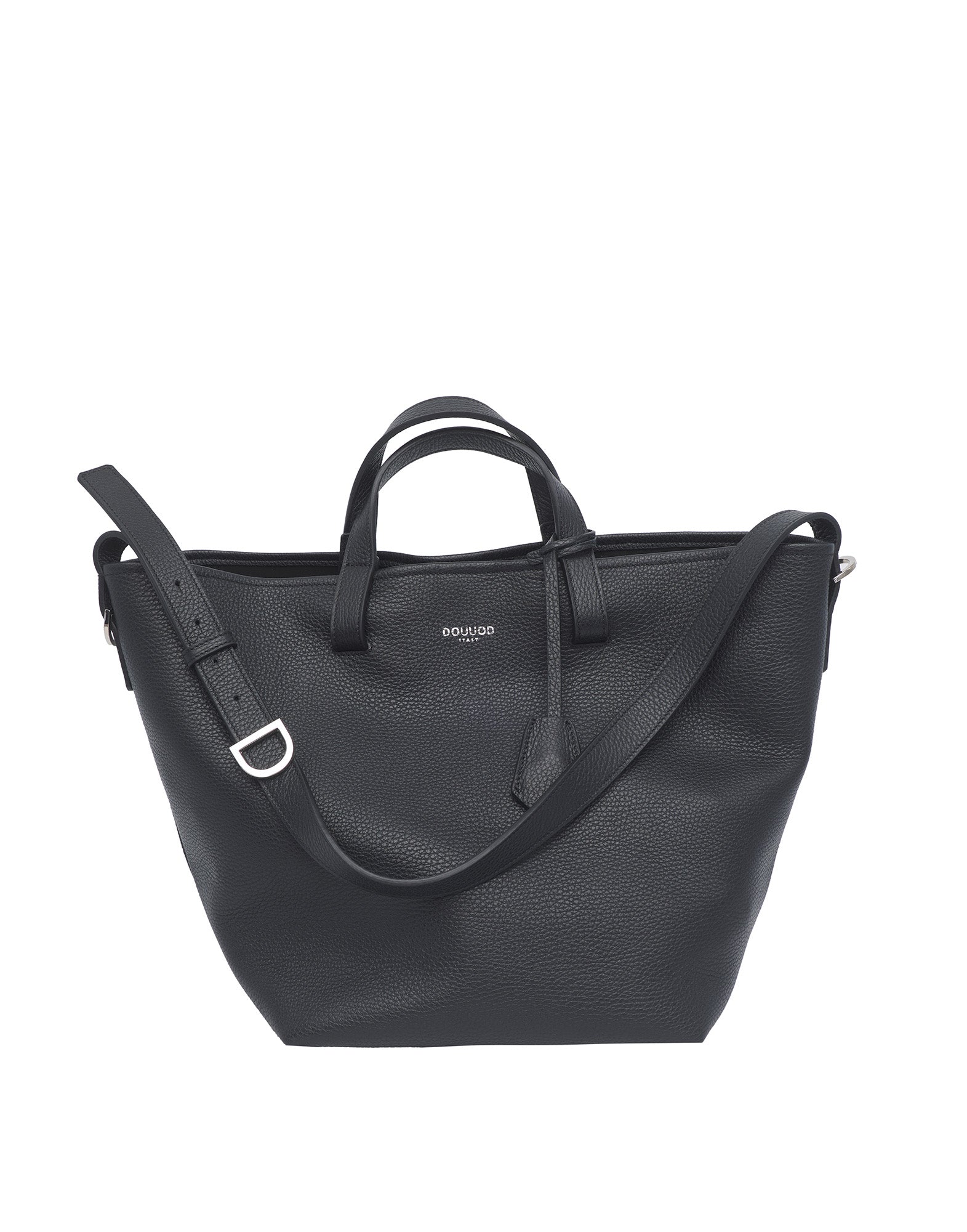 DOUUOD Borsa Shopping Giulia in Pelle Martellata Nera