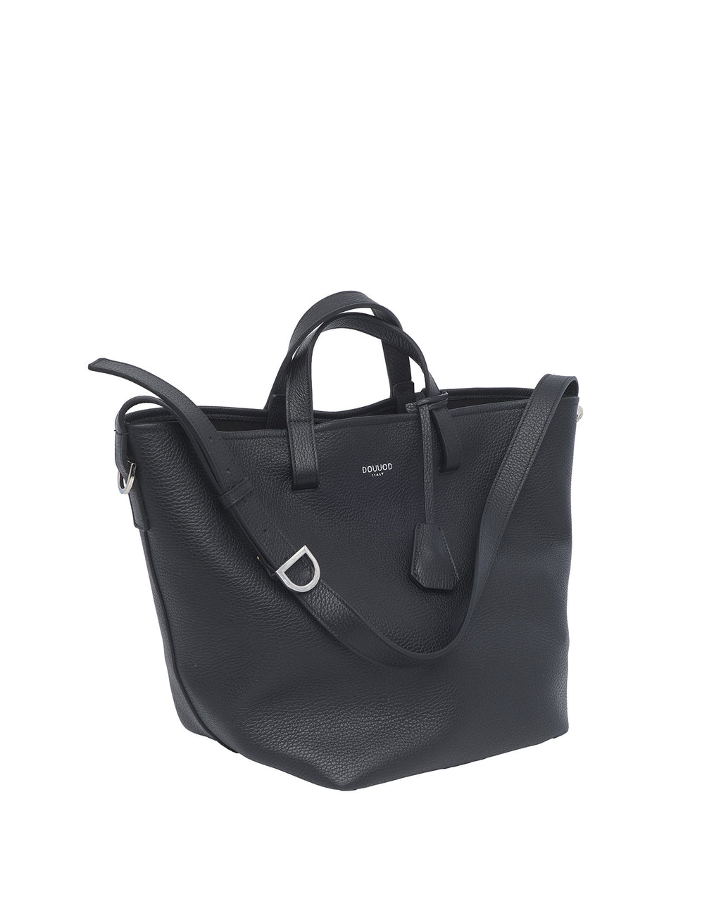 DOUUOD Borsa Shopping Giulia in Pelle Martellata Nera