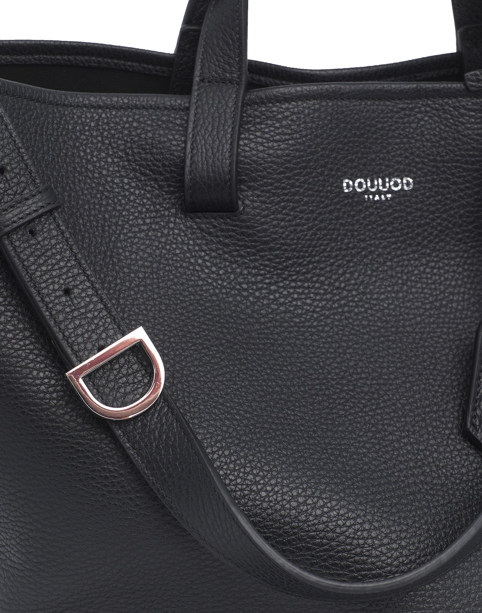 DOUUOD Borsa Shopping Giulia in Pelle Martellata Nera