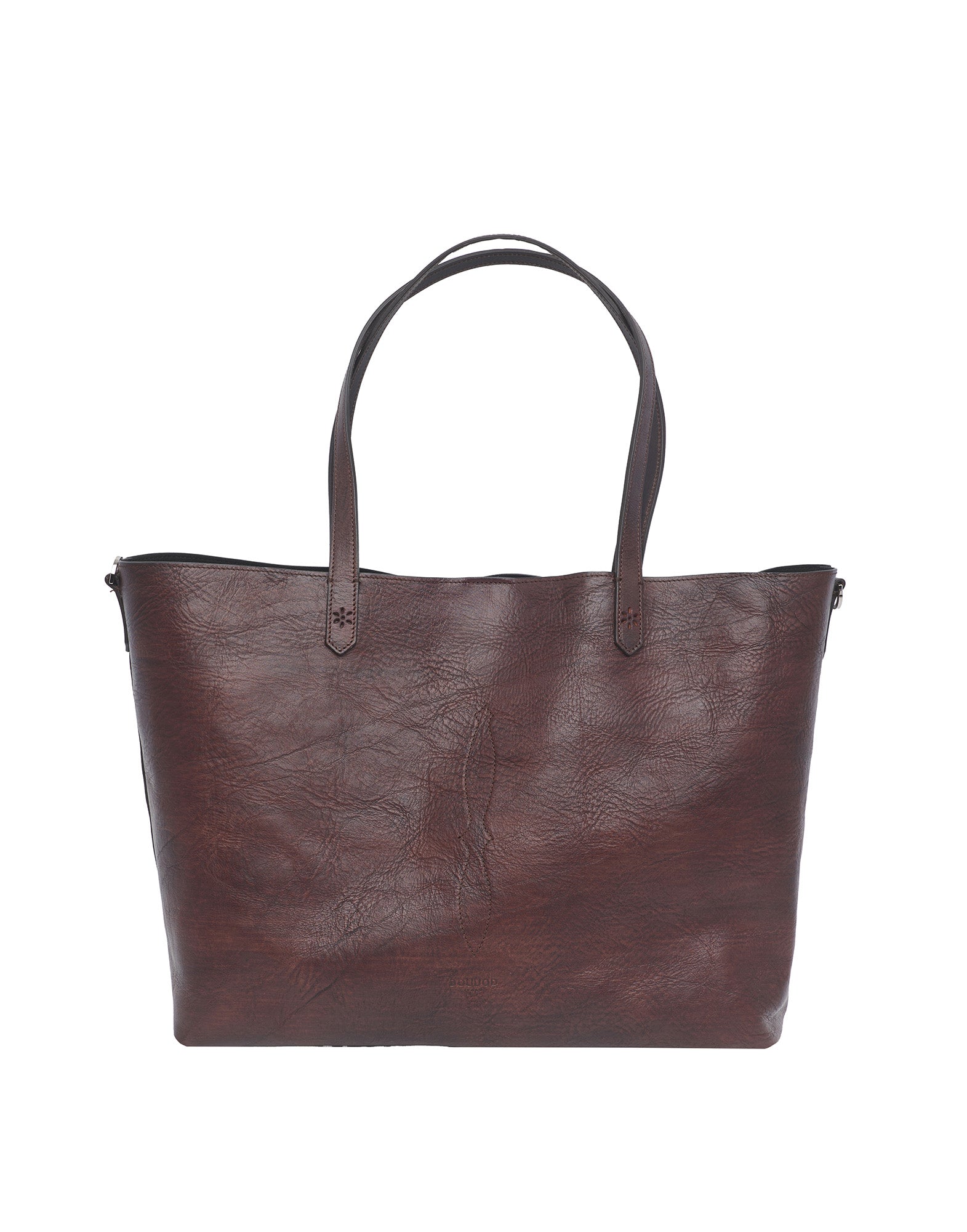 DOUUOD Borsa Olivia in Cuoio Tuffato Tinto e Lavato Moro