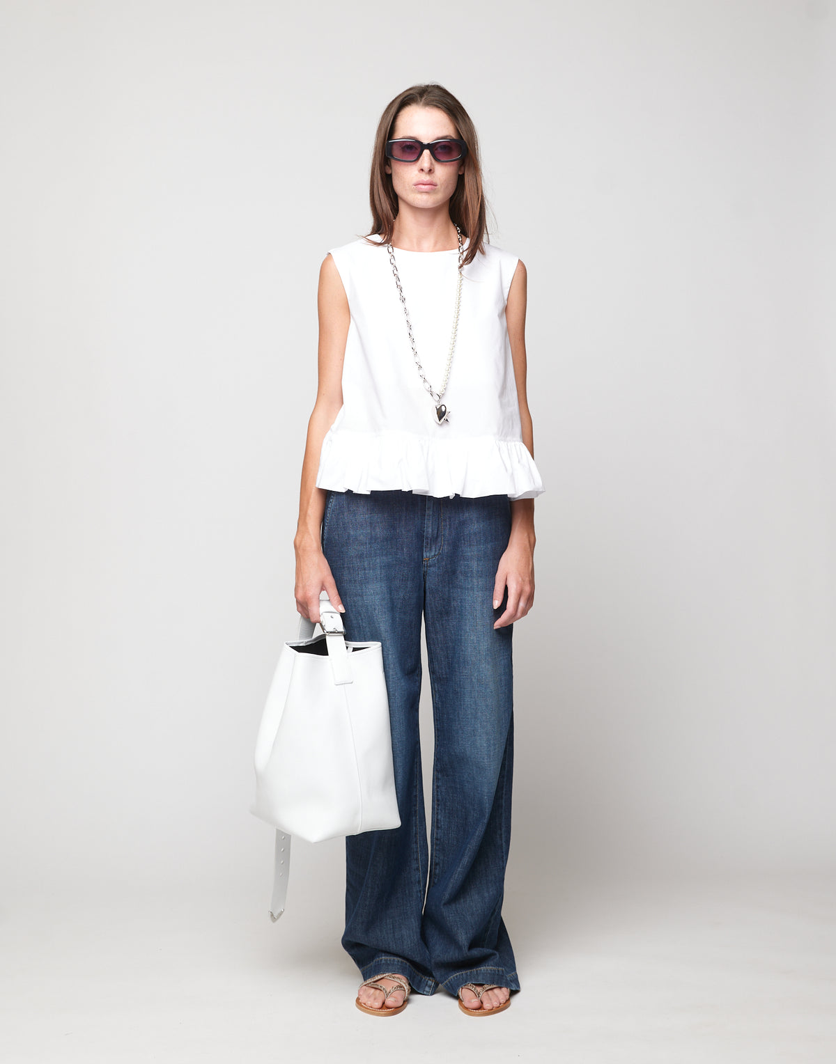 DOUUOD Borsa a Secchiello Tilla in Pelle Mousse Off White