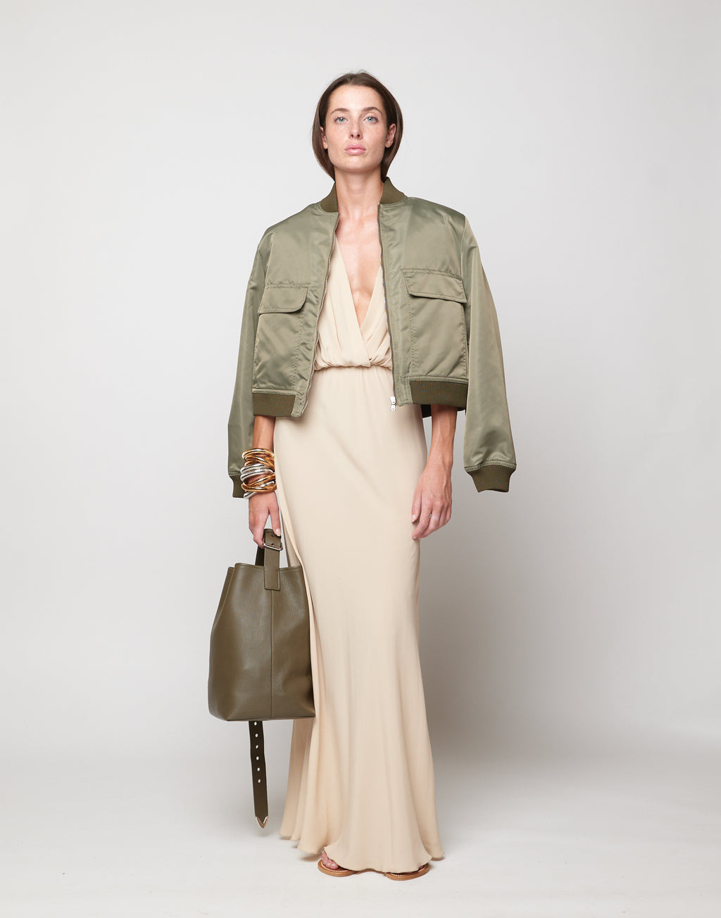 DOUUOD Borsa a Secchiello Tilla in Pelle Mousse Militare